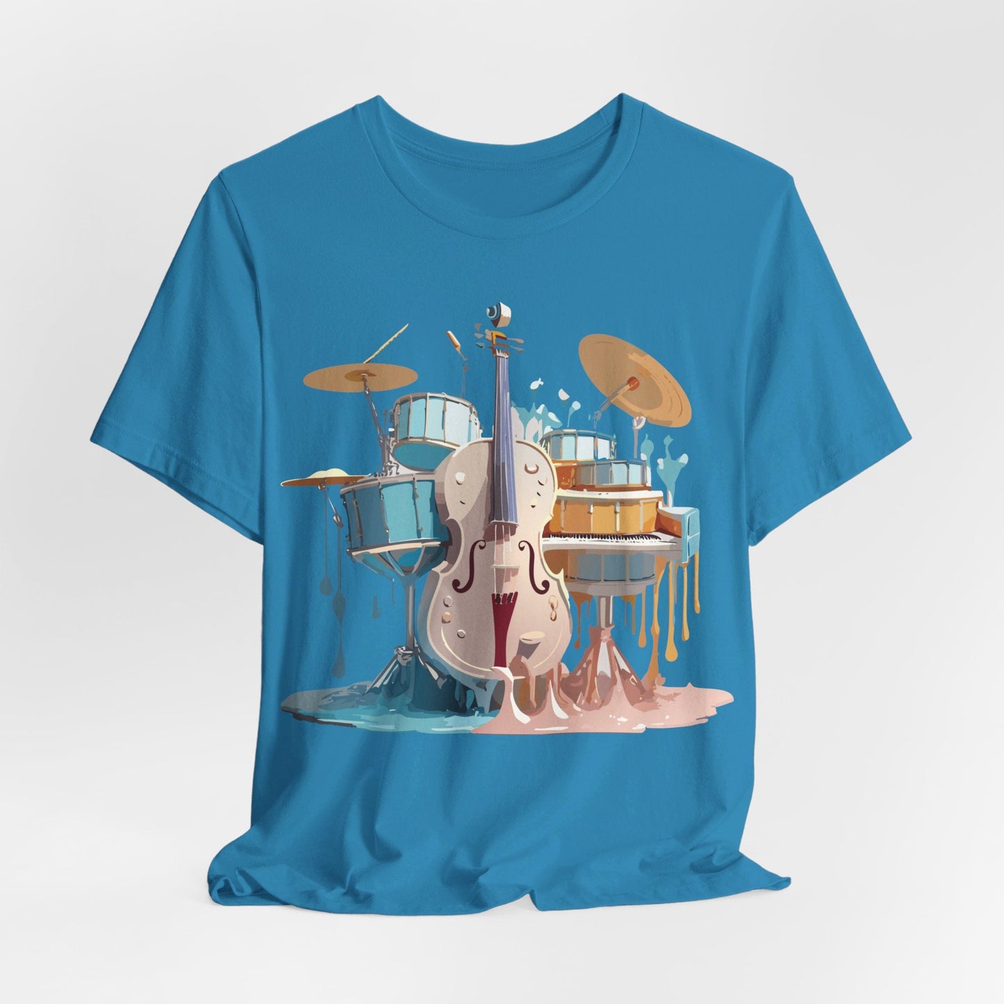 Music Graphic Unisex 100 Cotton Vintage Art with Musical Elements Tee 84