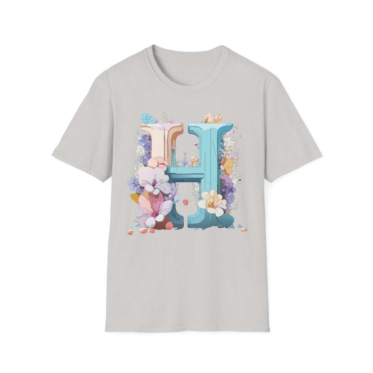 Floral H Monogram T-Shirt | Letter H Floral Initial Tee