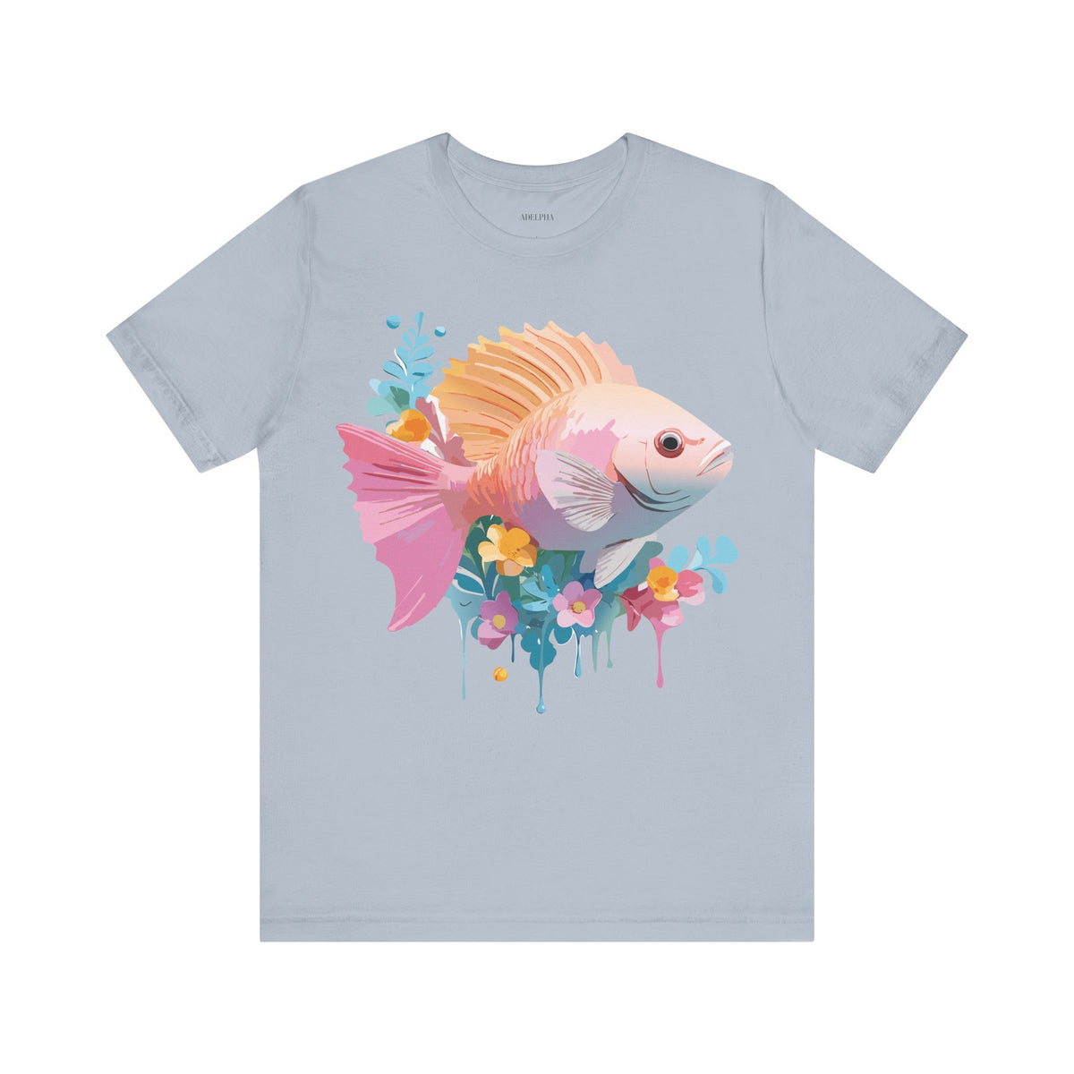 Fish Graphic Unisex Cotton Bella+Canvas Tee with Art Animal Design e13