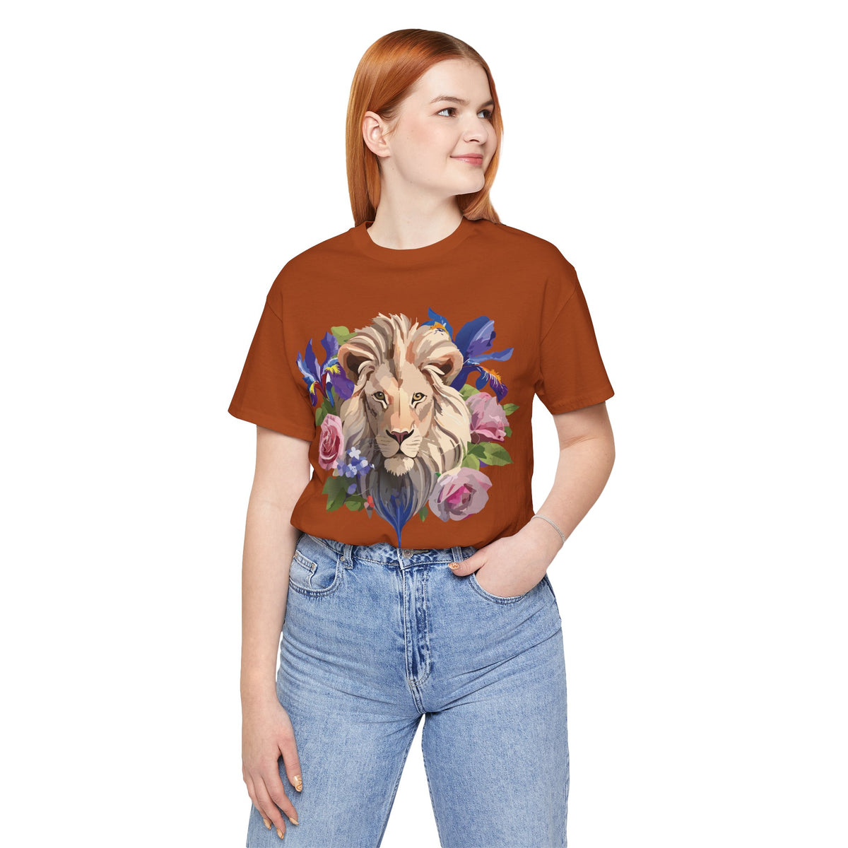 Lion Graphic Unisex Cotton Bella+Canvas Tee with Art Animal Design e319