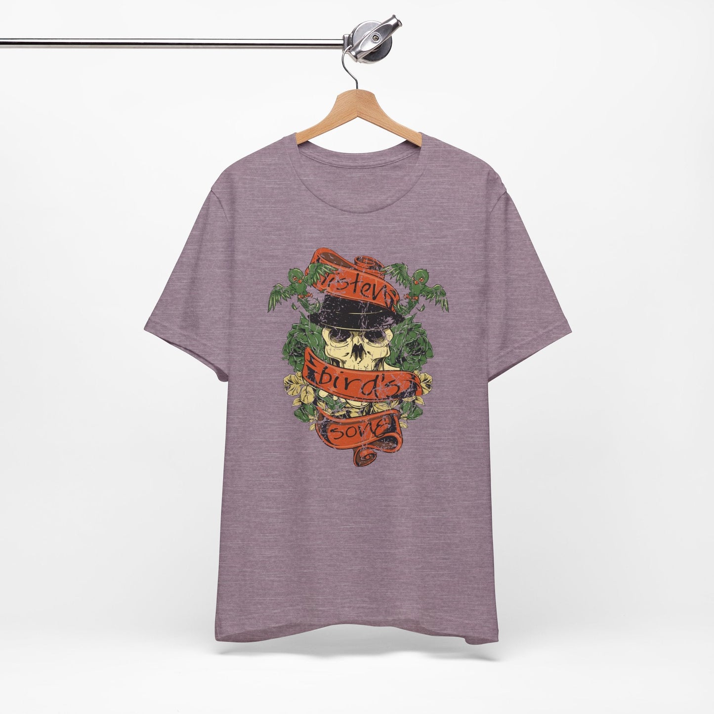 Skull Floral Tattoo Style Graphic Design Unisex Cotton T-Shirt Art-38