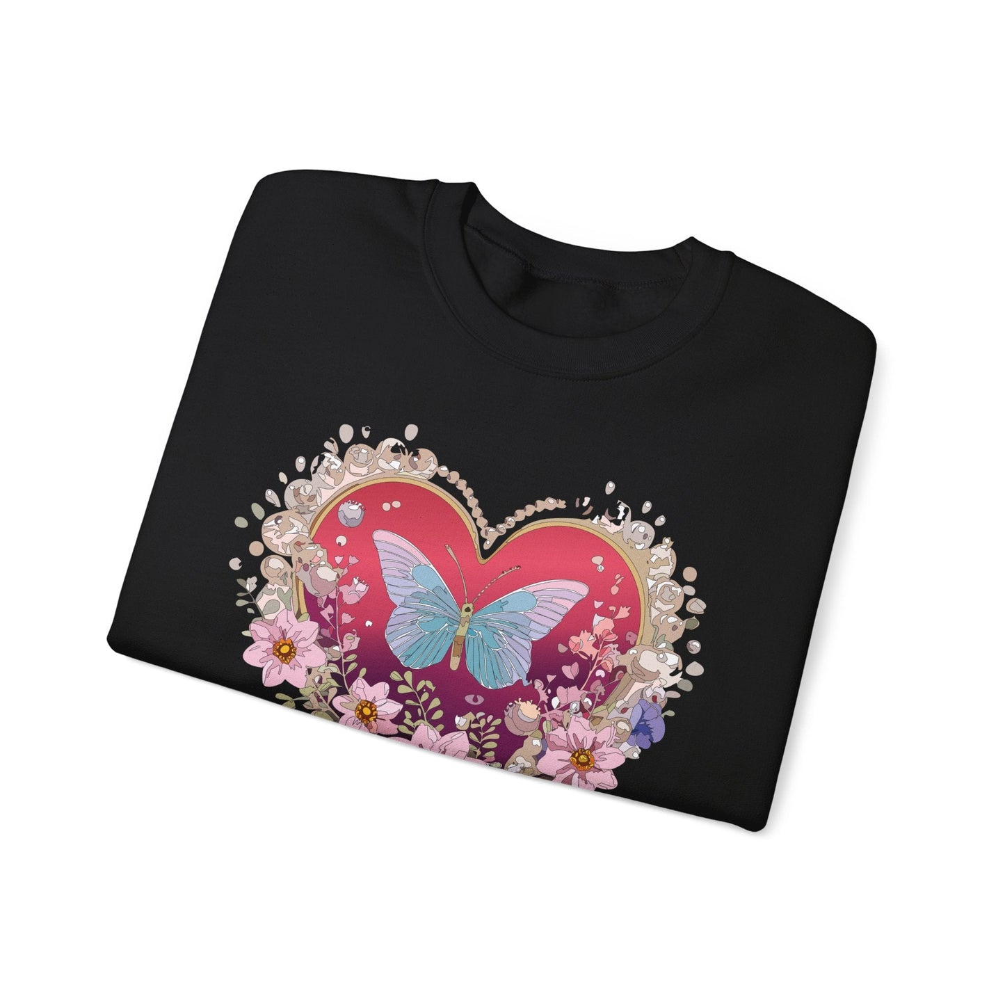 Floral Heart Sweatshirt For Valentines Day Unisex Floral Love Crewneck Sweatshirt