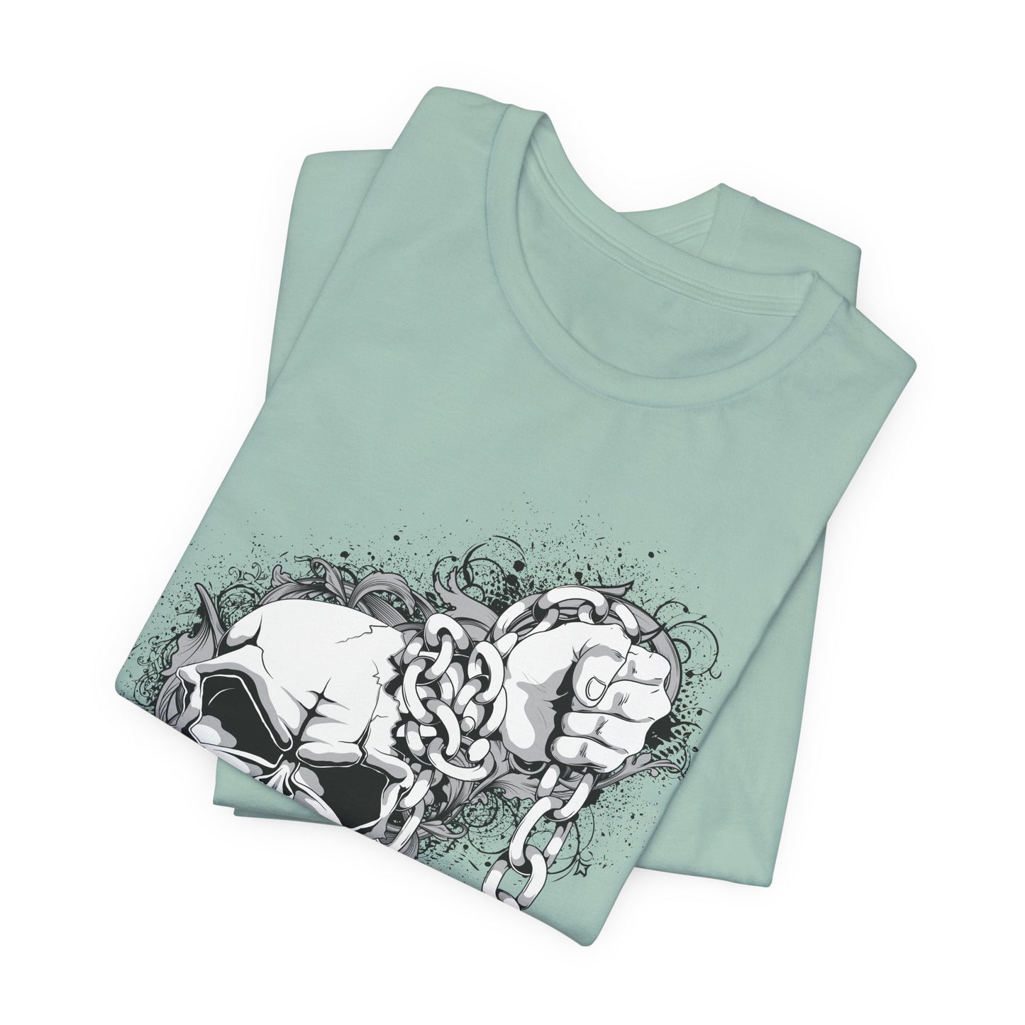 Chain Skull Graphic Design Tee, Skull Shirt, Vintage Tees, Art Design T-Shirt, Vintage Graphic Tee, Art Shirts with Skulls