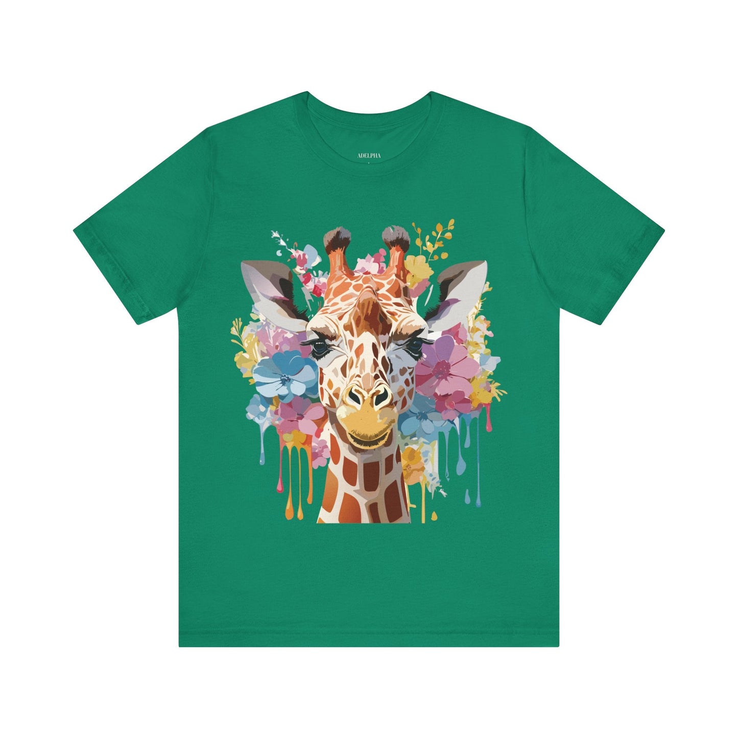 Giraffe Graphic Tee Unisex Premium Short Sleeve Jersey Shirt With Vintage Inspired Art By Adelpha