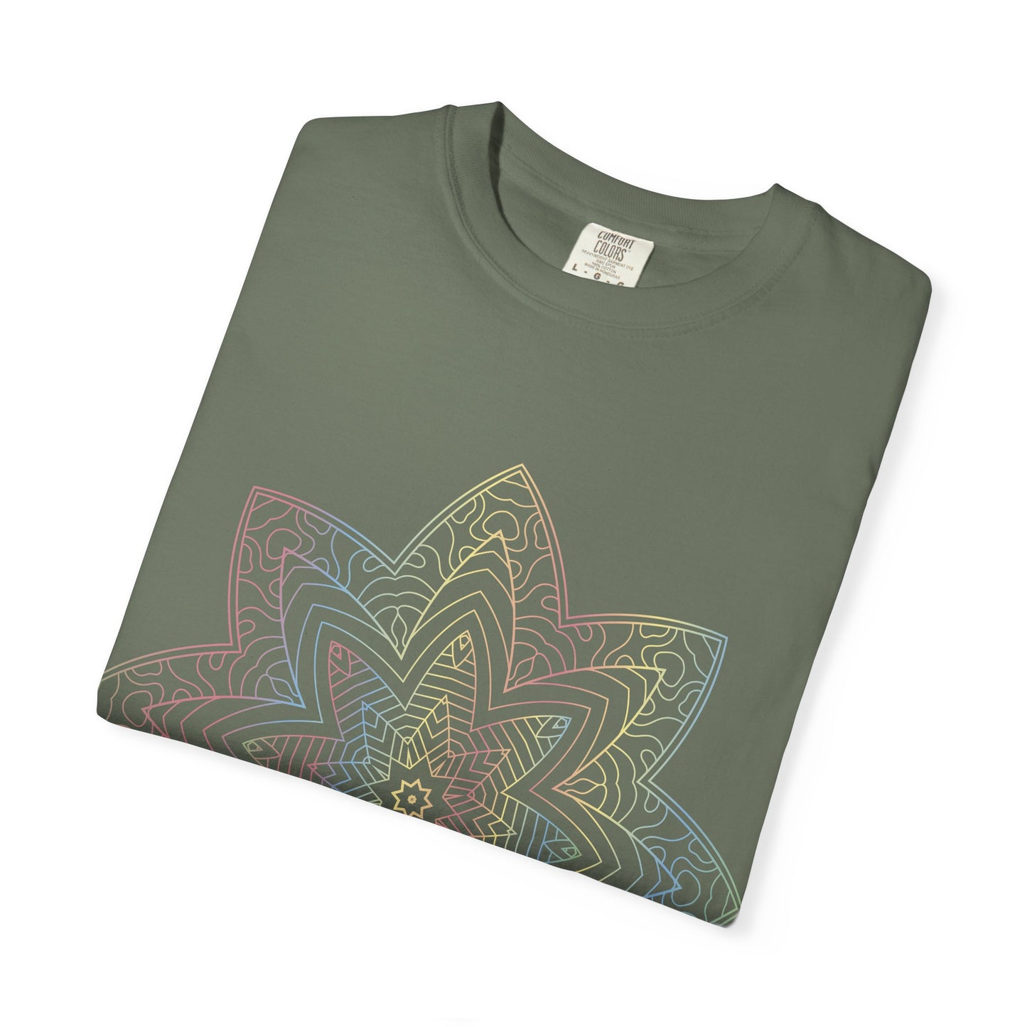 Unisex Garment Dyed Cotton T-Shirt with Mandala Graphic Design