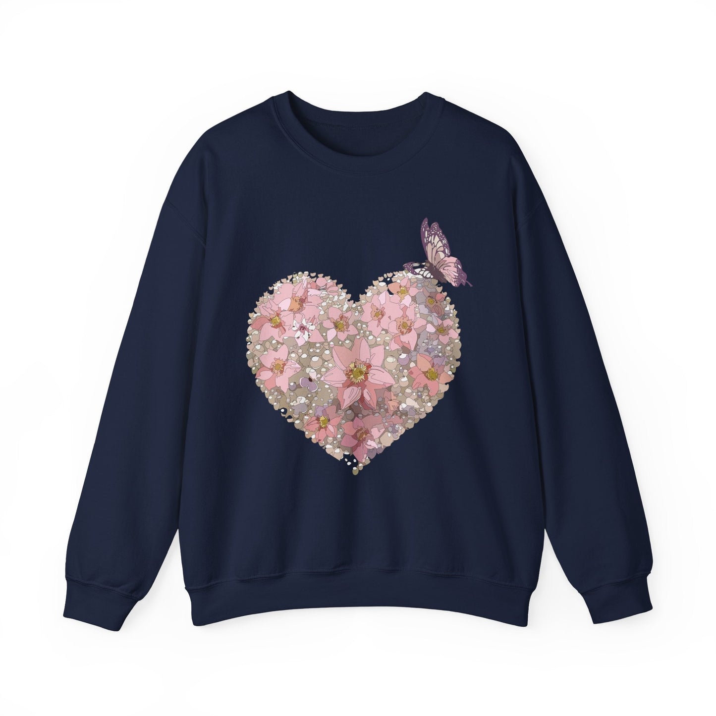 Unisex Floral Heart Sweatshirt Floral Love Valentines Day Gildan 18000 Heavy Blend Crewneck