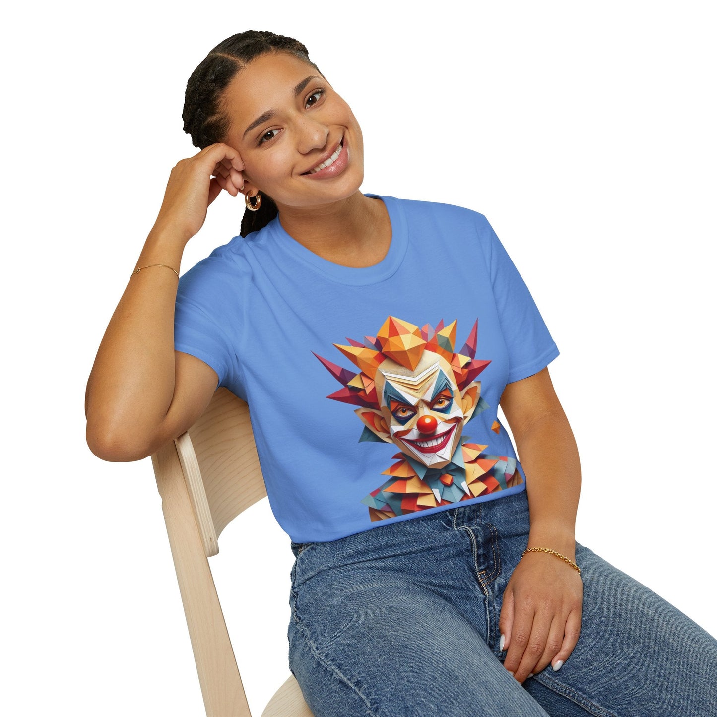 Unisex Clown Shirt With Funny Man Scary Man Circus Theme Tee Gildan Softstyle 64000