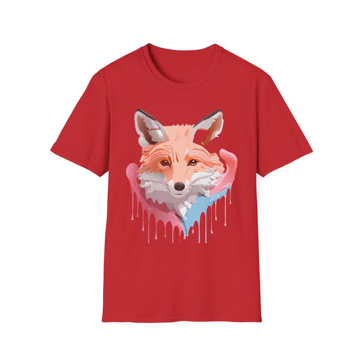 Watercolor Fox Face T-Shirt | Drip Paint Fox Tee