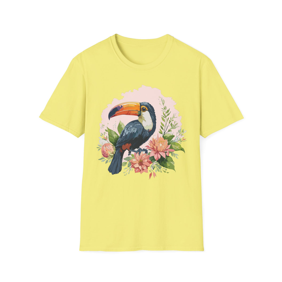 Tropical Toucan Illustration T-Shirt | Floral Bird Graphic