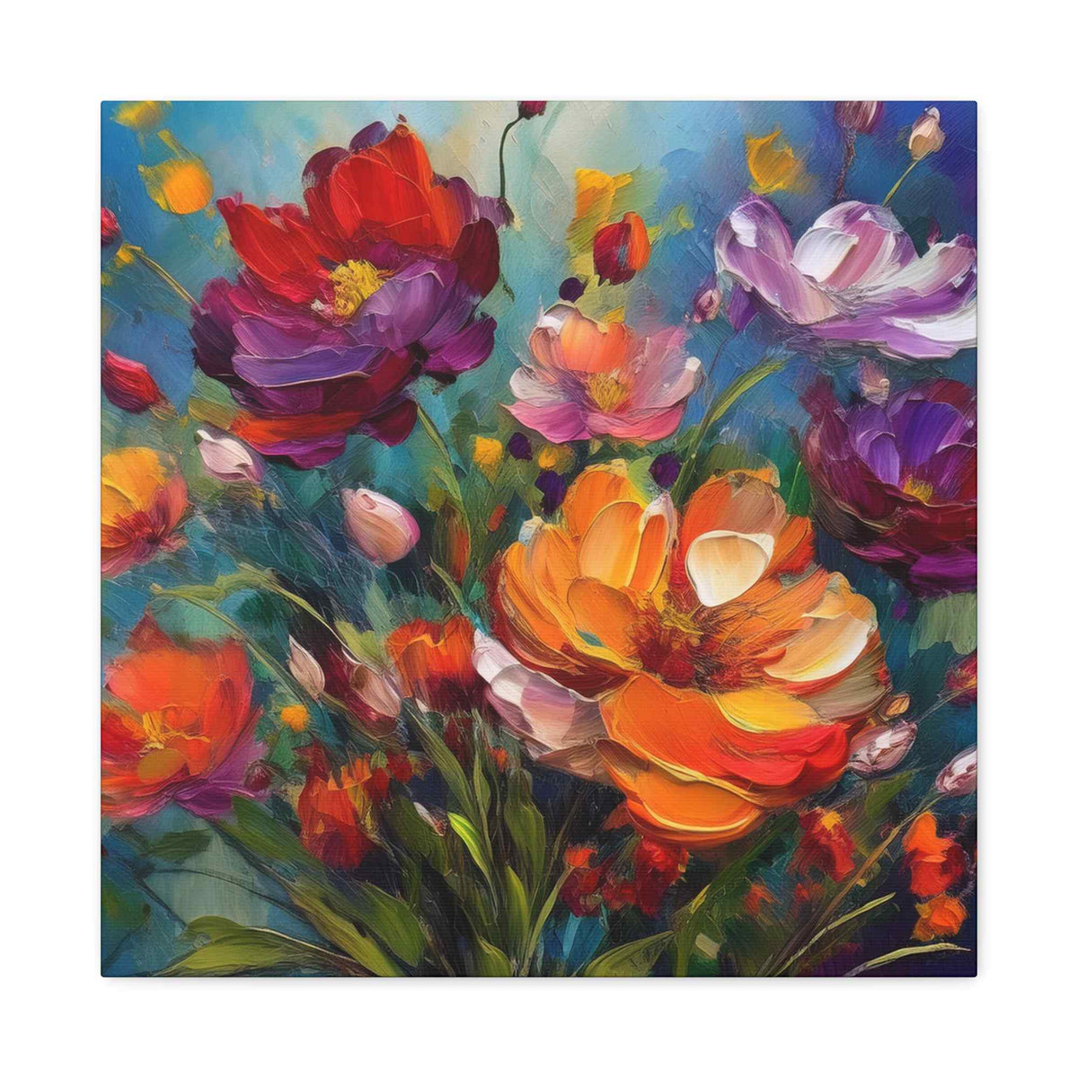 Flowers Print Canvas, Floral Oil Paint Print 20x20, 24x24, 30x30, 32x32, 36x36, Floral Art Design Print Non-Frame MC-14