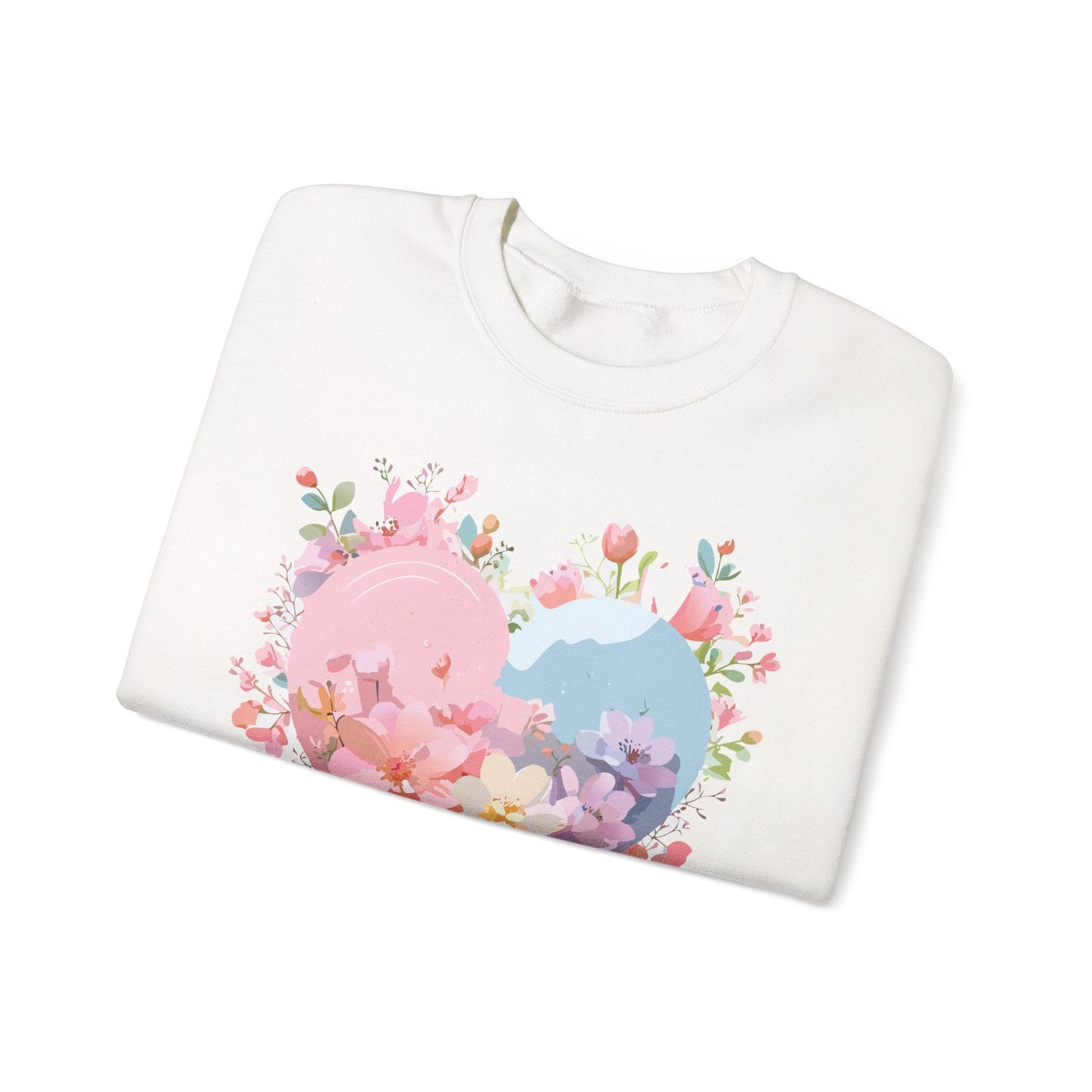 Floral Heart Sweatshirt Unisex Valentine Day Crewneck Gildan 18000 Heavy Blend Winter Wear