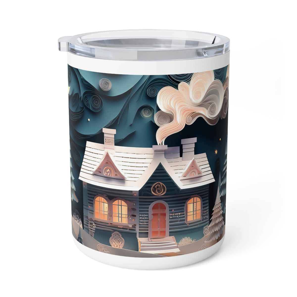 4 Art Design Insulated Coffee Mug Clear Lid 10oz Insulated Coffee Mug 10oz