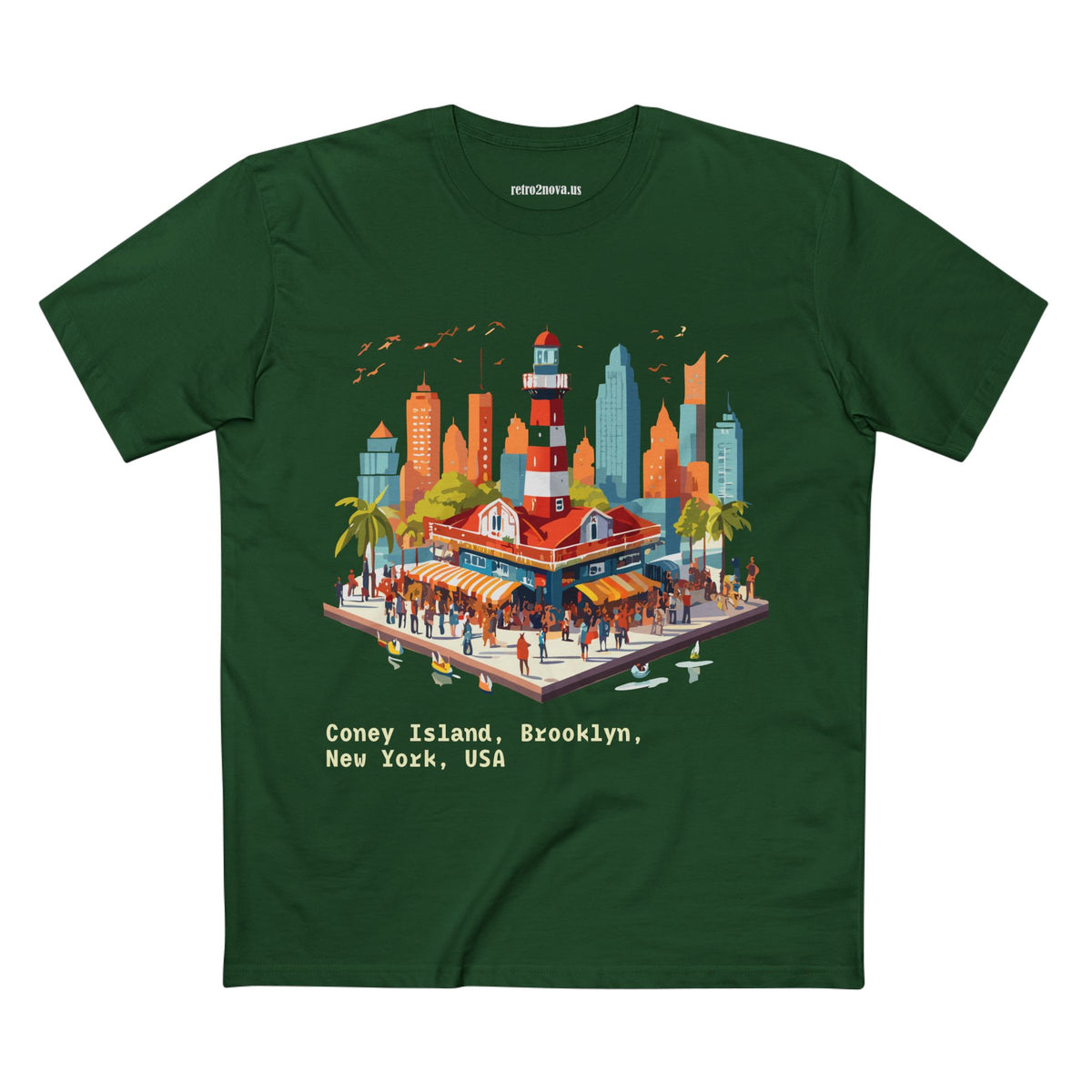 Coney Island Brooklyn New York Tee | Cityscape Lighthouse Illustration