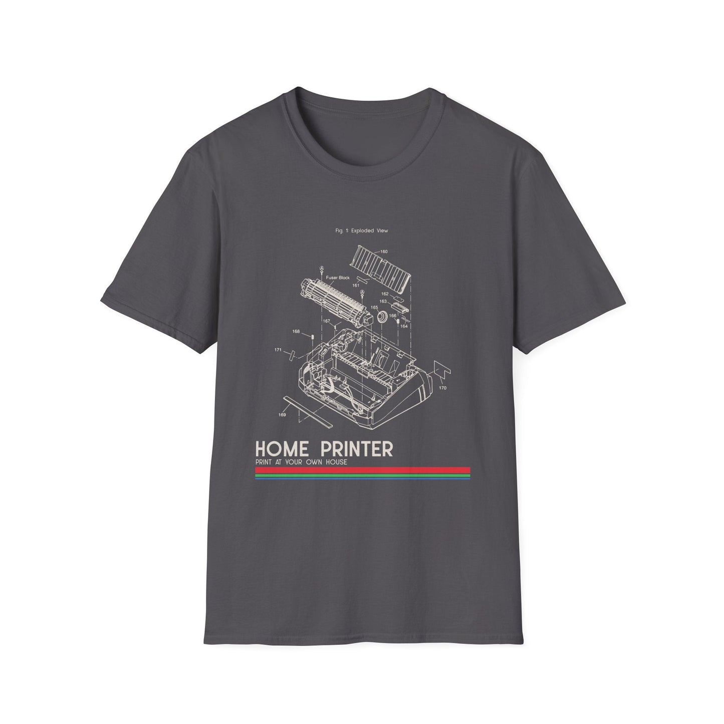 Unisex Cotton T-Shirt Vintage Home Printer Blueprint Tee Home Printer Works 4 Microdots Slogan