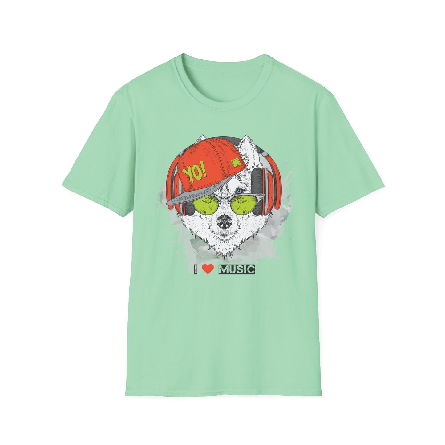Music-Loving Wolf Graphic T-Shirt Unisex Cotton Short Sleeves I Music Streetwear Tee
