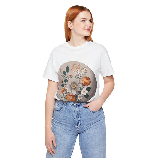 Retro2Nova Floral Shirt Unisex Short Sleeve Tee Lightweight Breathable Cotton Blend Jersey