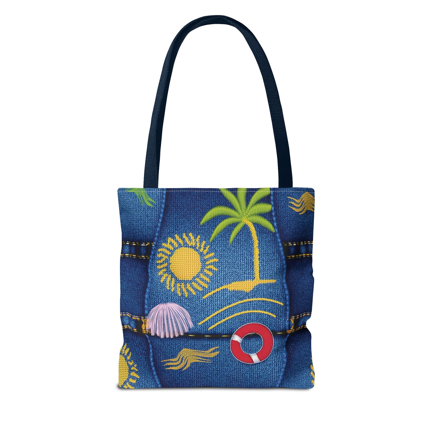 Denim Fabric Imitation Print Unisex Canvas Bag Poly Spun 3 Sizes Tote Bag 182-5