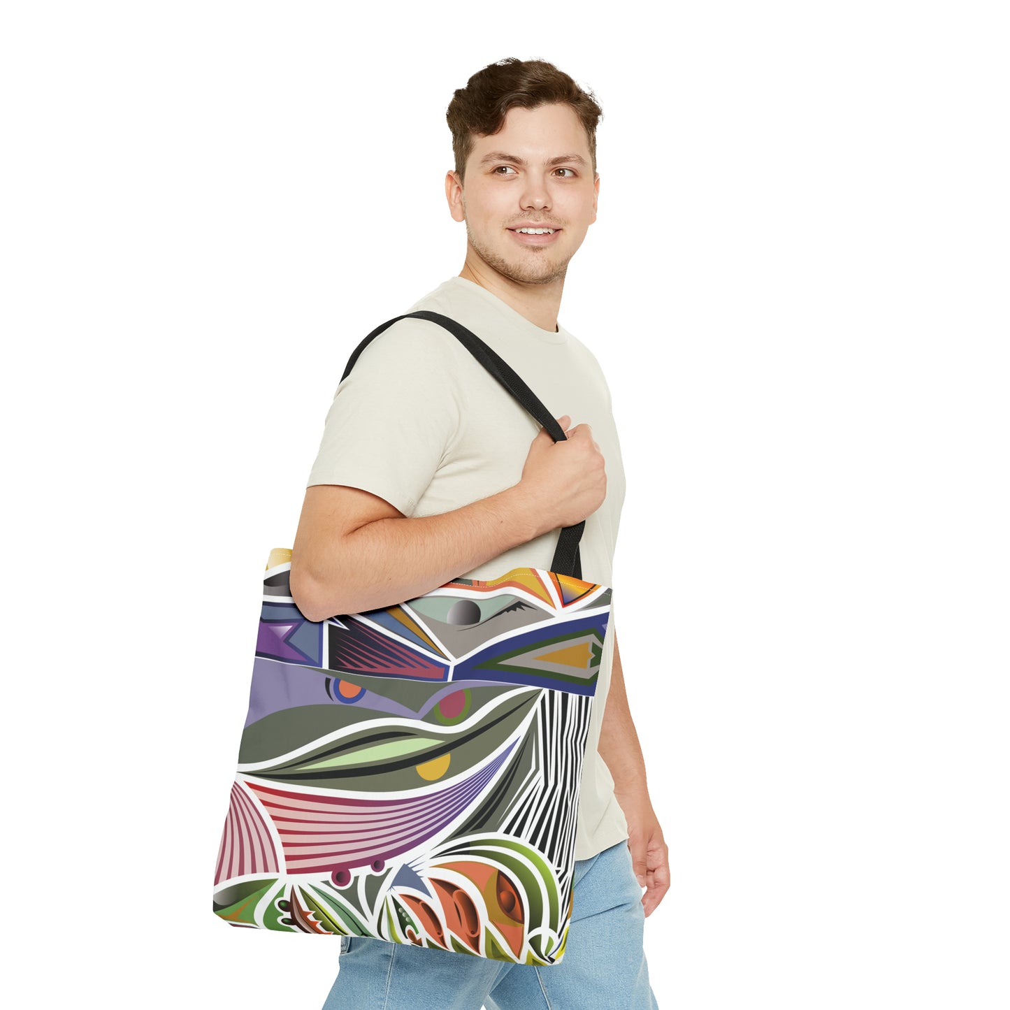 Canvas Bag with Abstract Prints