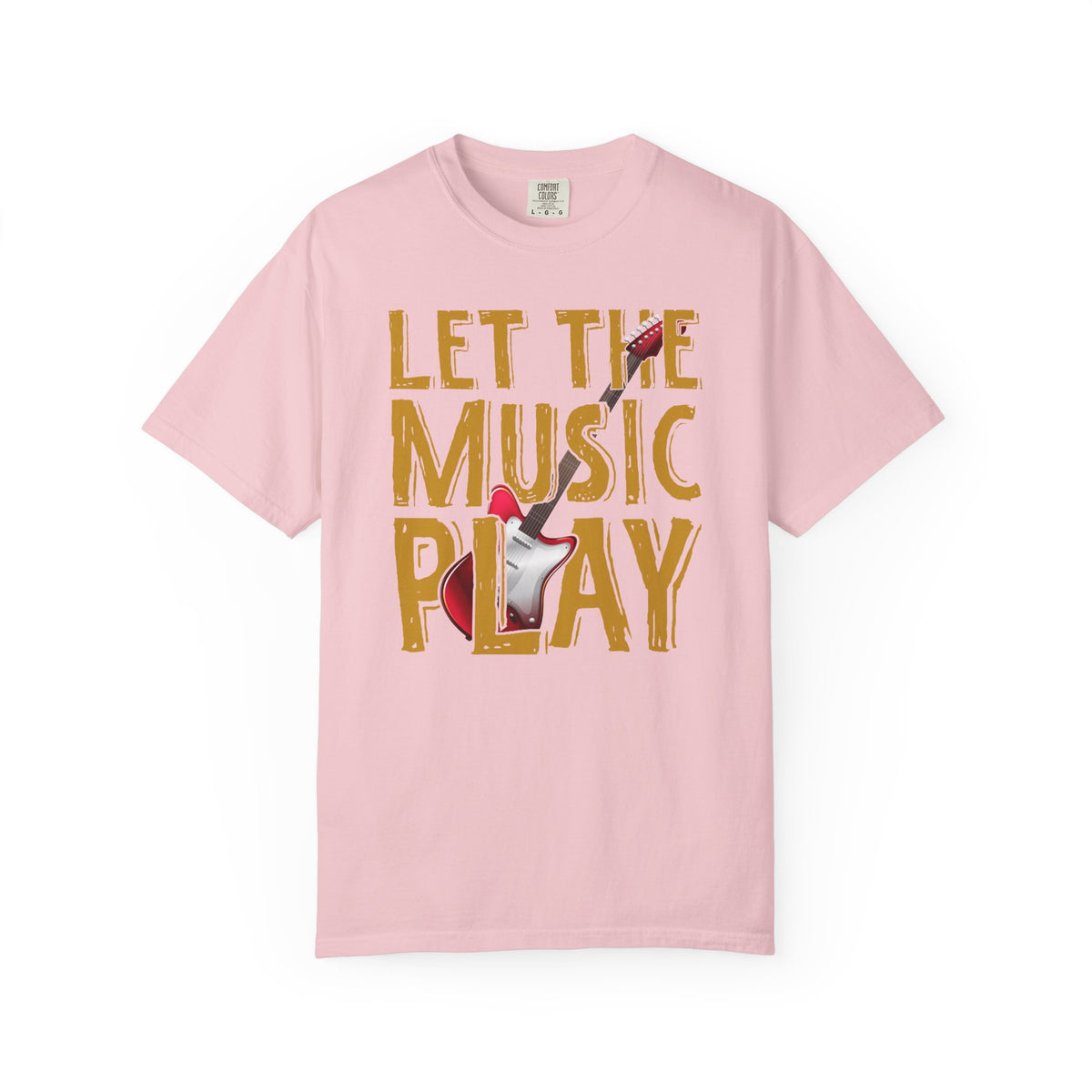 Let The Music Play Guitar T-shirt Music Typography Unisex Cotton Tee Comfort Colors 002