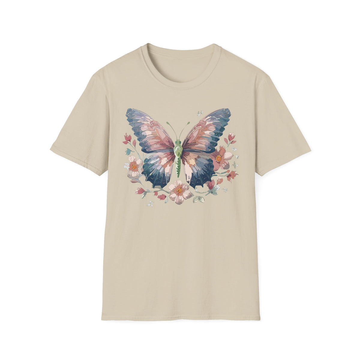 Butterfly Floral T-Shirt — Watercolor Butterfly Tee for Women & Nature Lovers Graphic Tee Unisex 100 Cotton Gildan T-Shirt