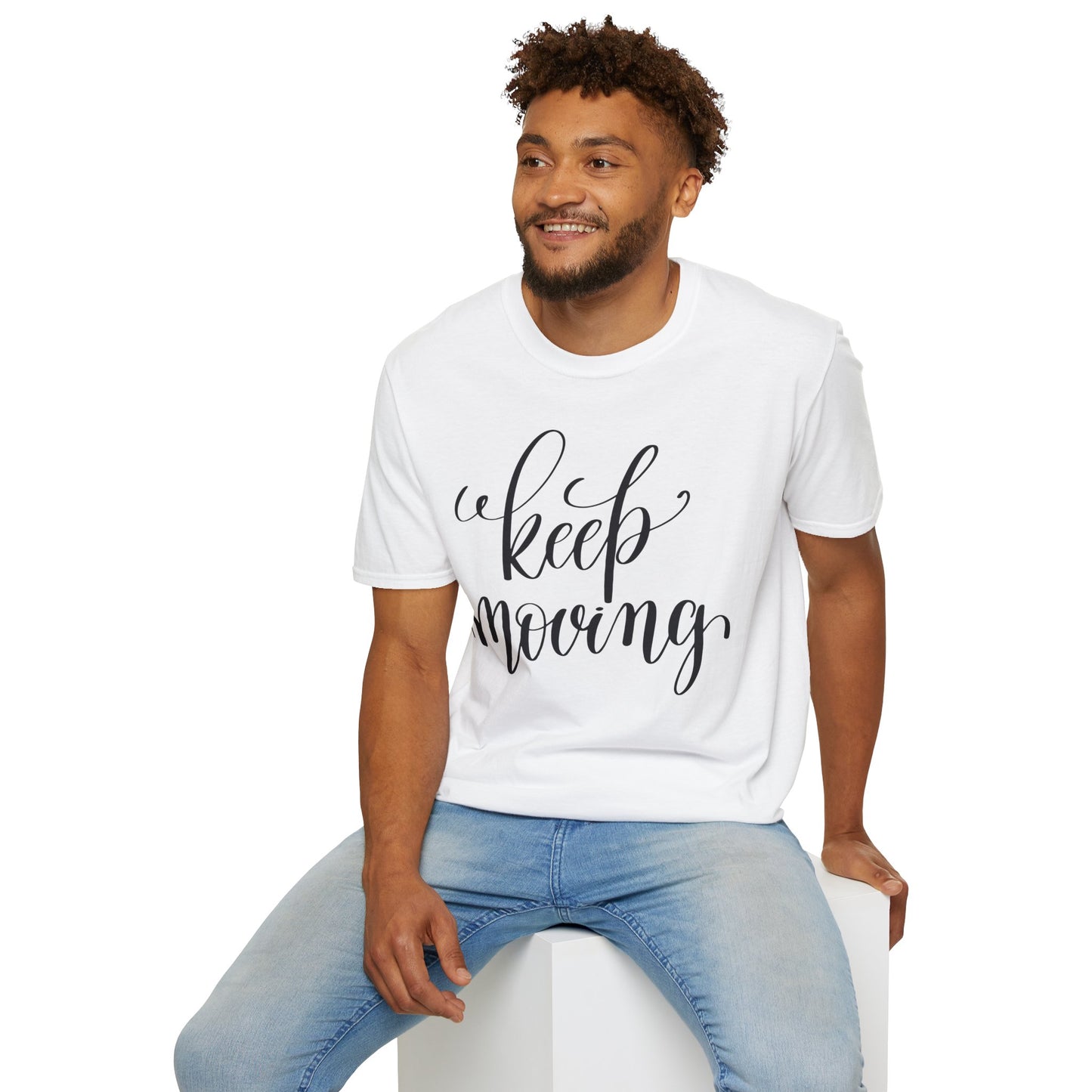 Keep Moving T-Shirt Unisex Cotton Short Sleeves Inspirational Script Workout Tee