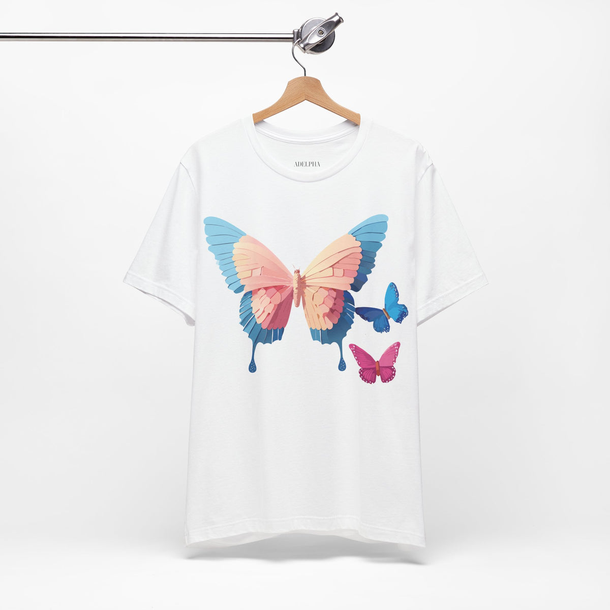 Butterfly Graphic Unisex Cotton Bella+Canvas Tee with Floral Art Design m04