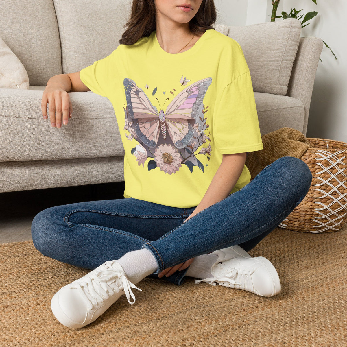 Pastel Butterfly Floral Wings Graphic Design Unisex 100 Cotton Gildan T-Shirt