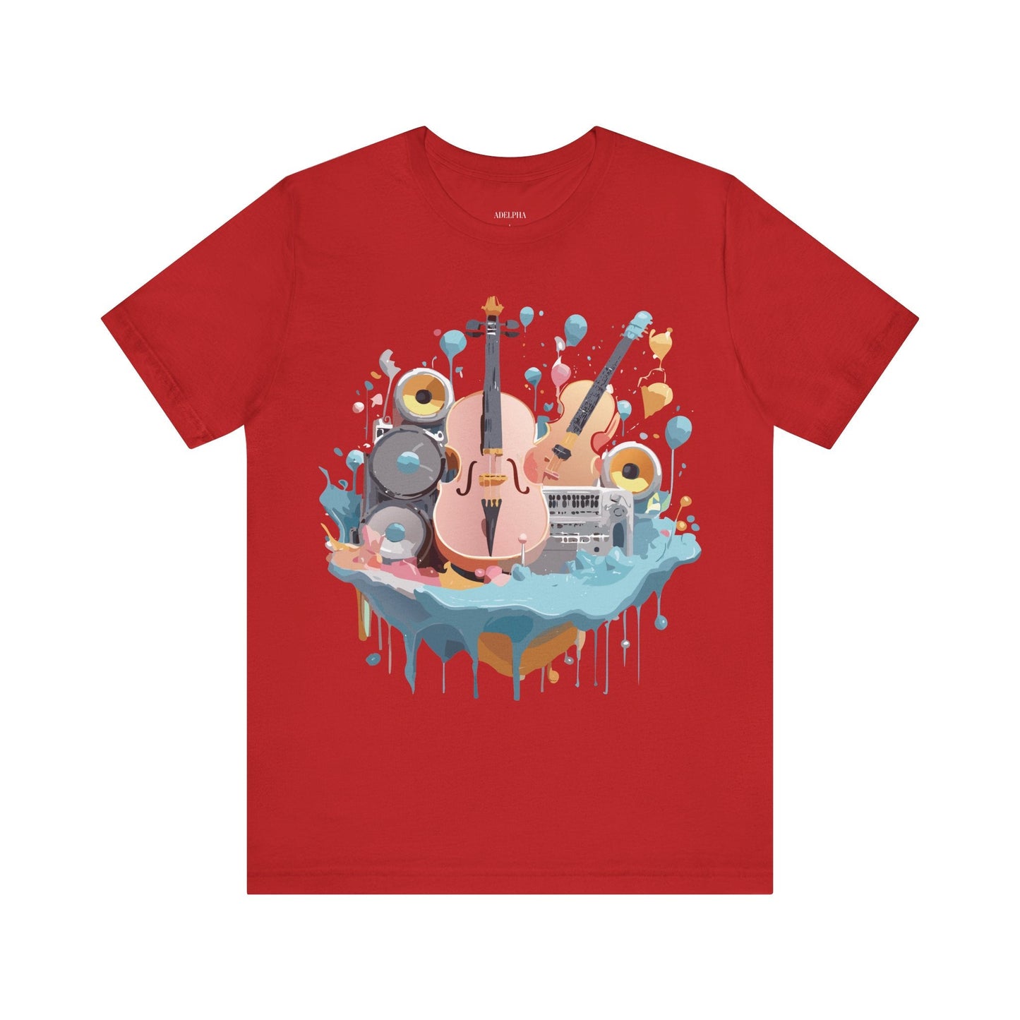 Music Graphic Unisex 100 Cotton Vintage Art with Musical Elements Tee 90