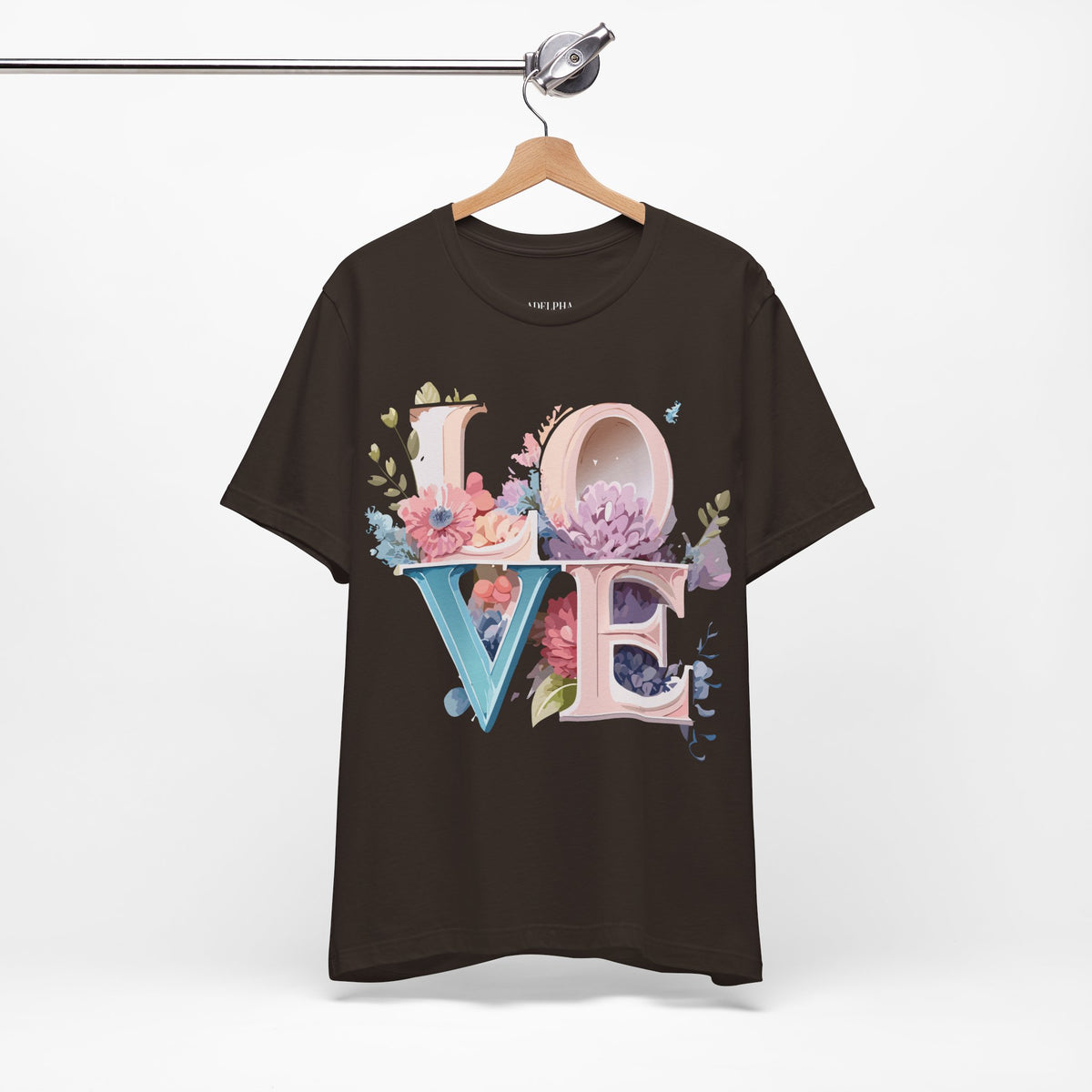 Valentine's Day Graphic Unisex Cotton Bella+Canvas Tee with Floral Art Design d122