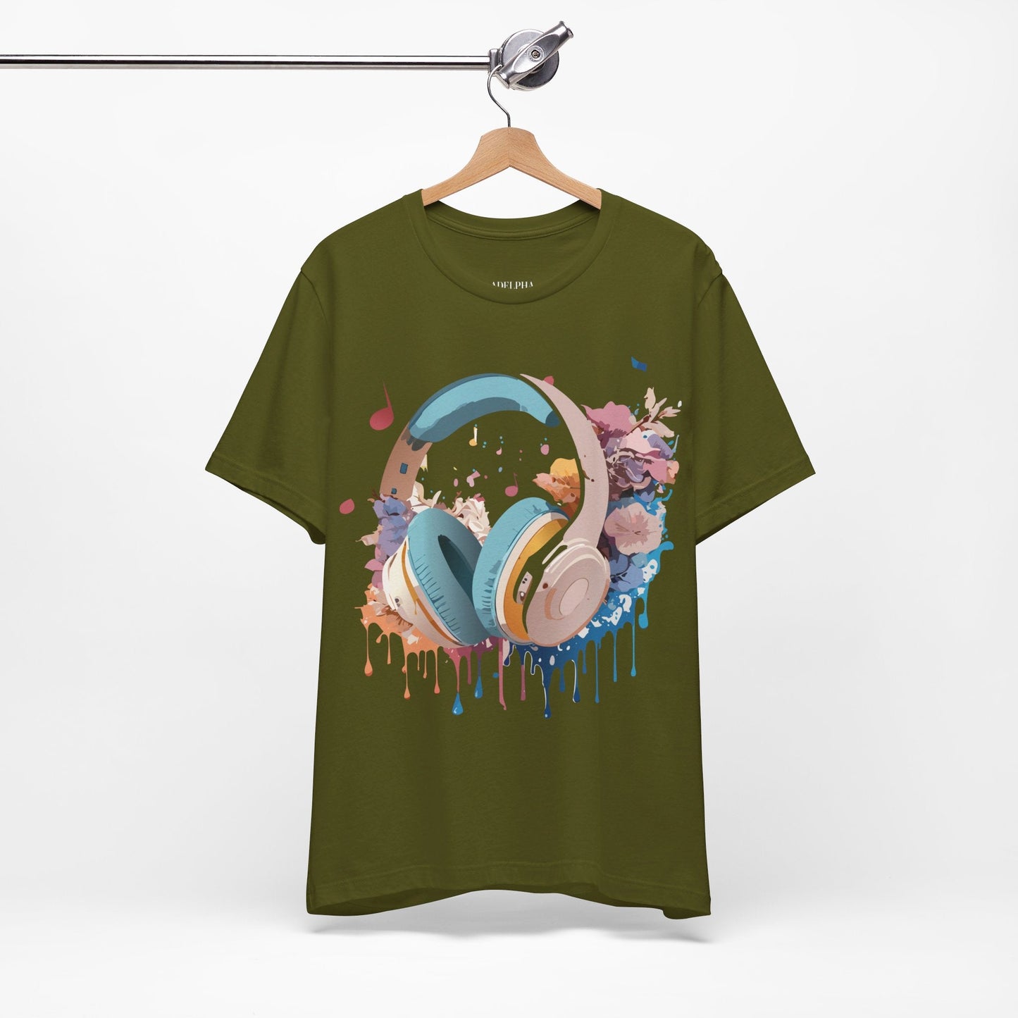 Music Graphic Unisex 100 Cotton Vintage Art with Musical Elements Tee 1