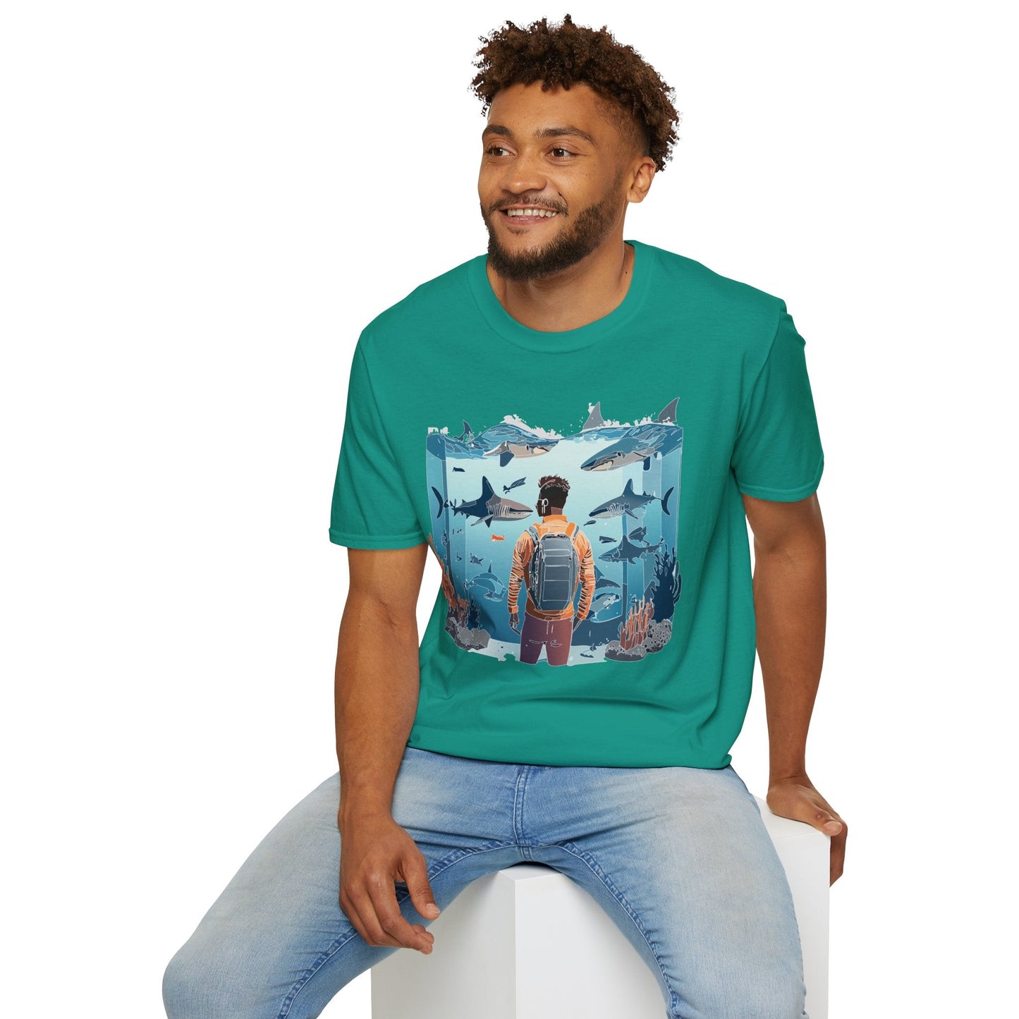 Ocean Themed Unisex Short Sleeve Tee Gildan Softstyle 64000 Ocean Inspired Art Design