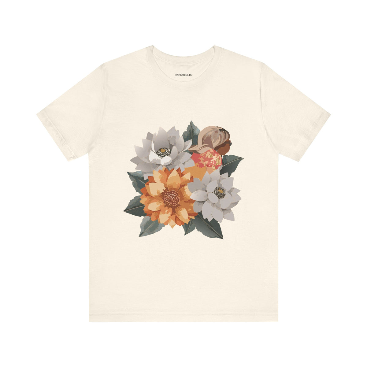 Floral Graphic Unisex Cotton Bella+Canvas Tee with Flowers Design ab102