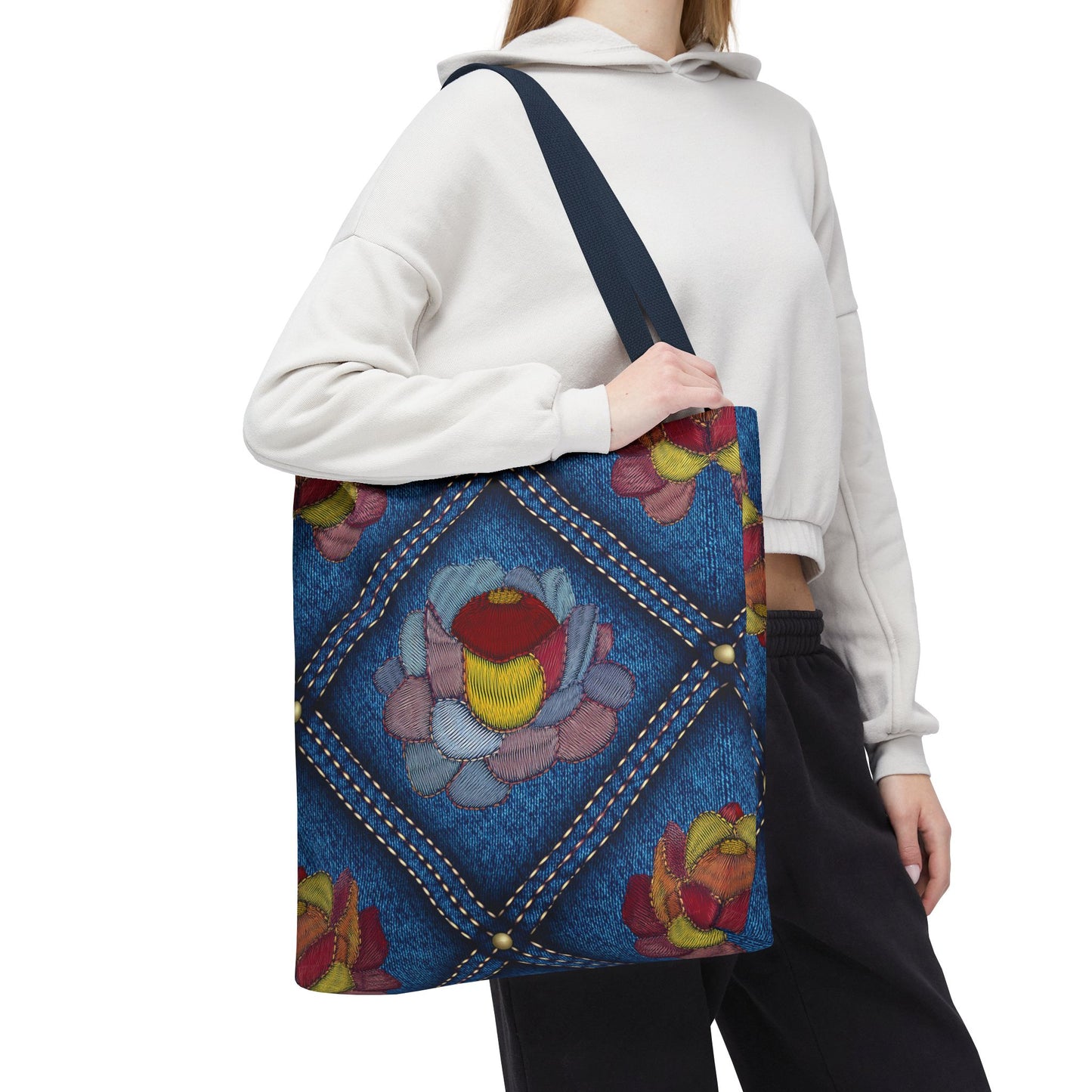 Denim Fabric Imitation Print Unisex Canvas Bag Poly Spun 3 Sizes Tote Bag 170