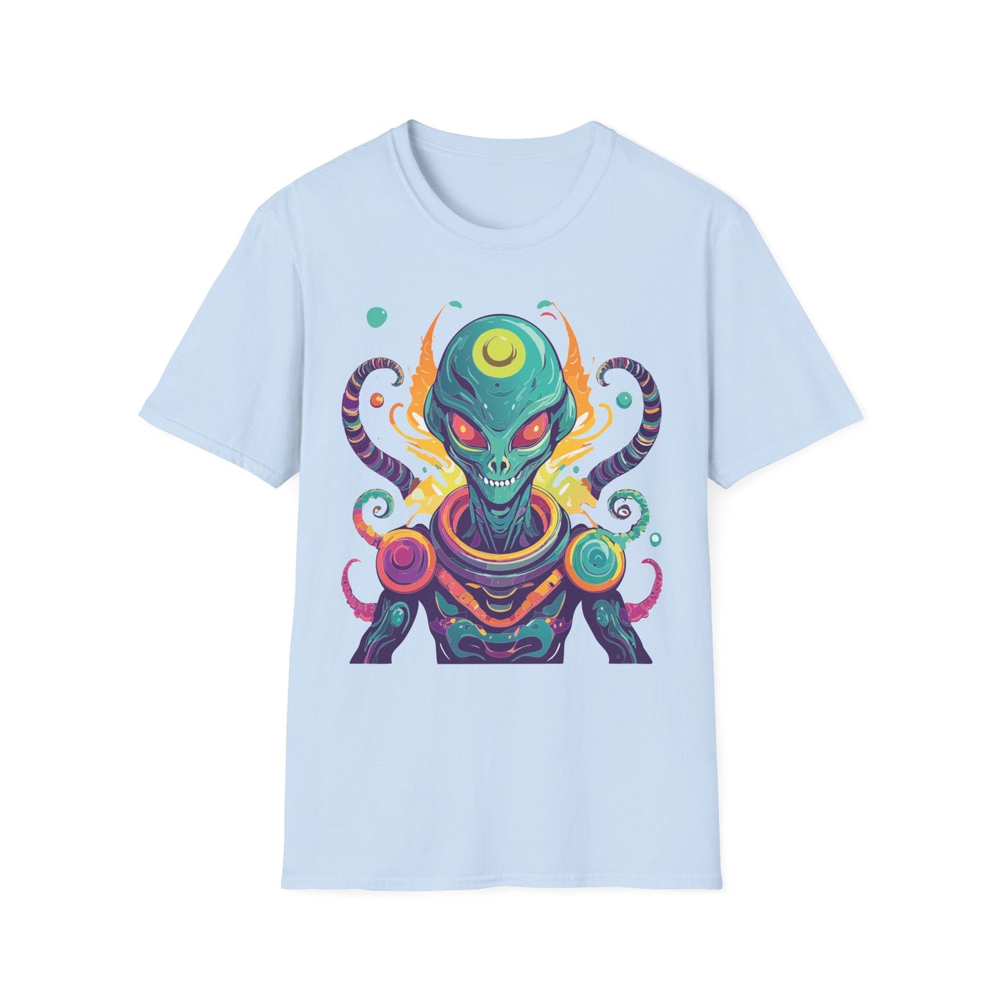 Alien Cosmos Unisex T Shirt With Aliens Design Gildan Softstyle 64000 Comfortable Lightweight Tee