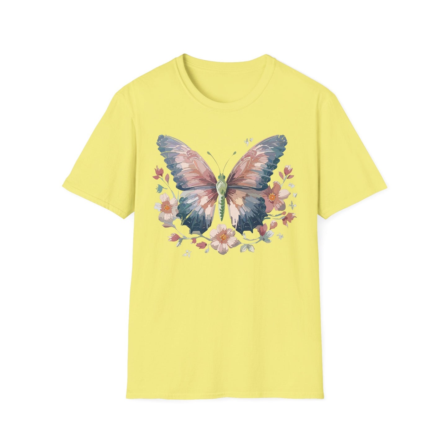 Butterfly Print T Shirt Monarch Unisex Gildan Softstyle 64000 Cotton Tee For Everyday Comfort