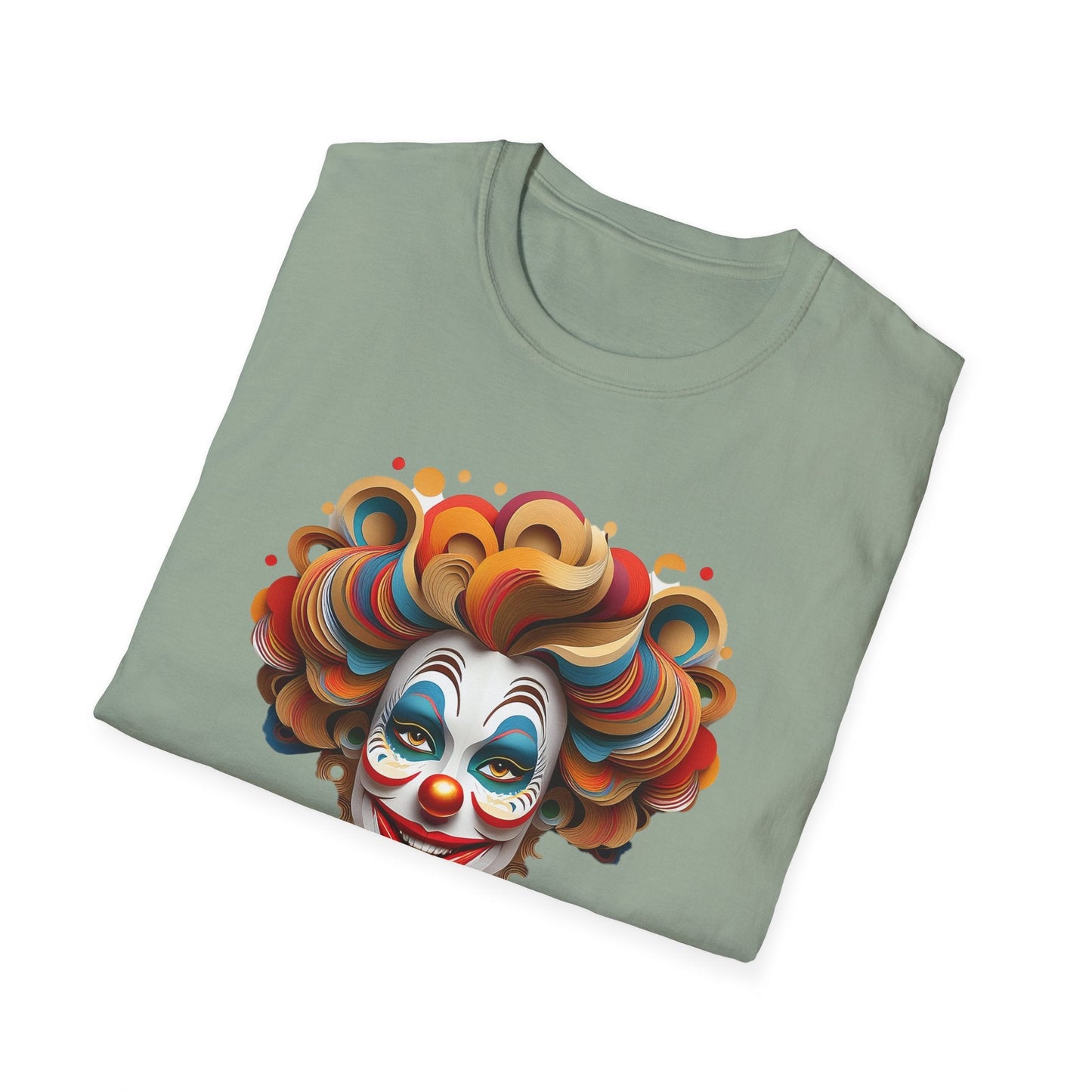 Unisex Clown Shirt Funny Man Circus Tee Short Sleeve Gildan Softstyle 64000 Cotton