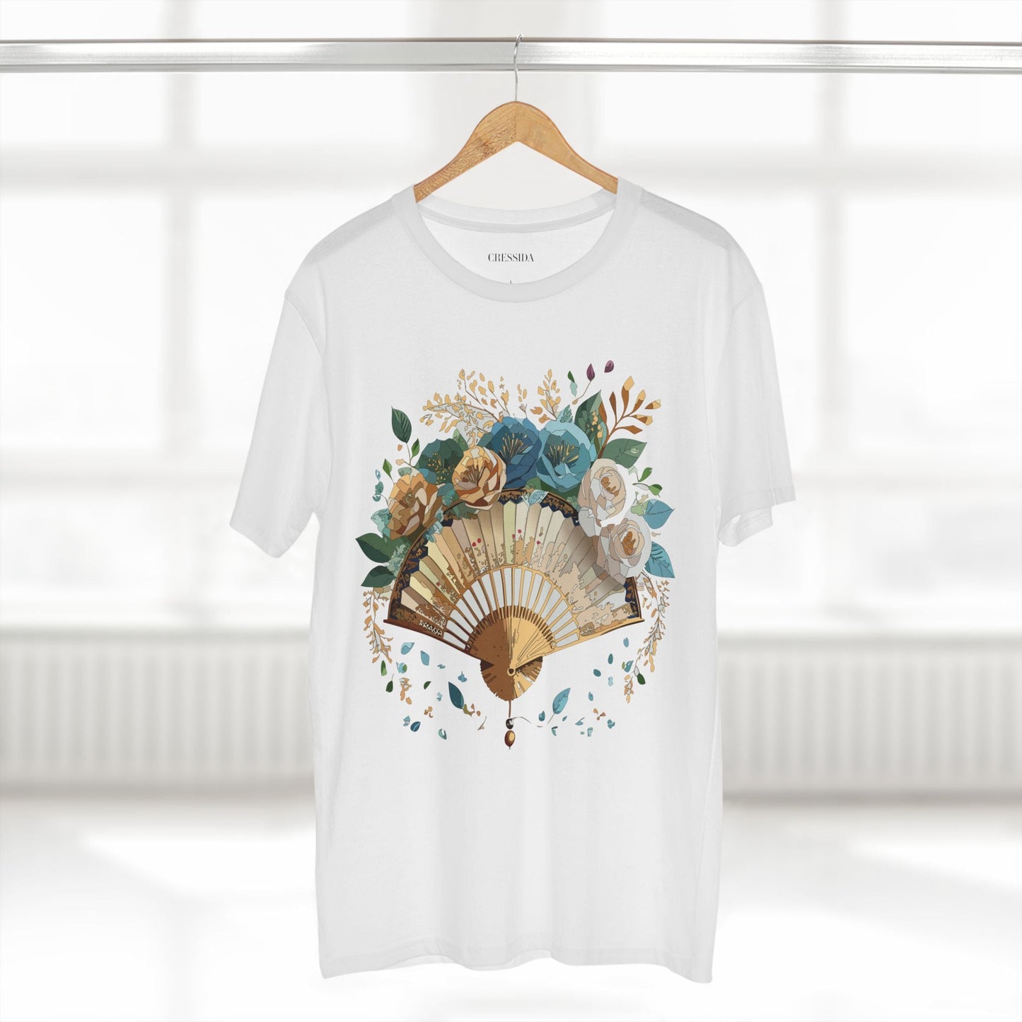 Antique Fan Graphic Design T-Shirt Unisex 100 Cotton Floral Carnival Artwork Tee 4