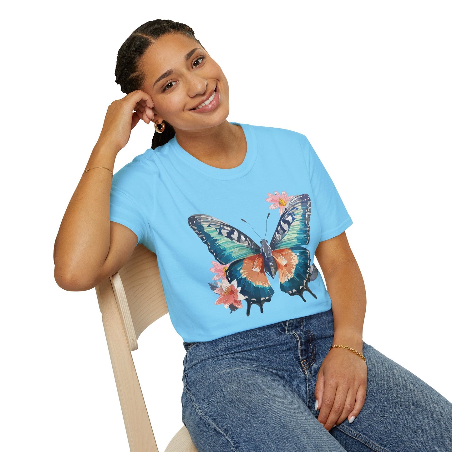 Butterfly T Shirt Unisex Cotton Tee Monarch Butterfly Design Softstyle 64000 Gildan Brand Quality