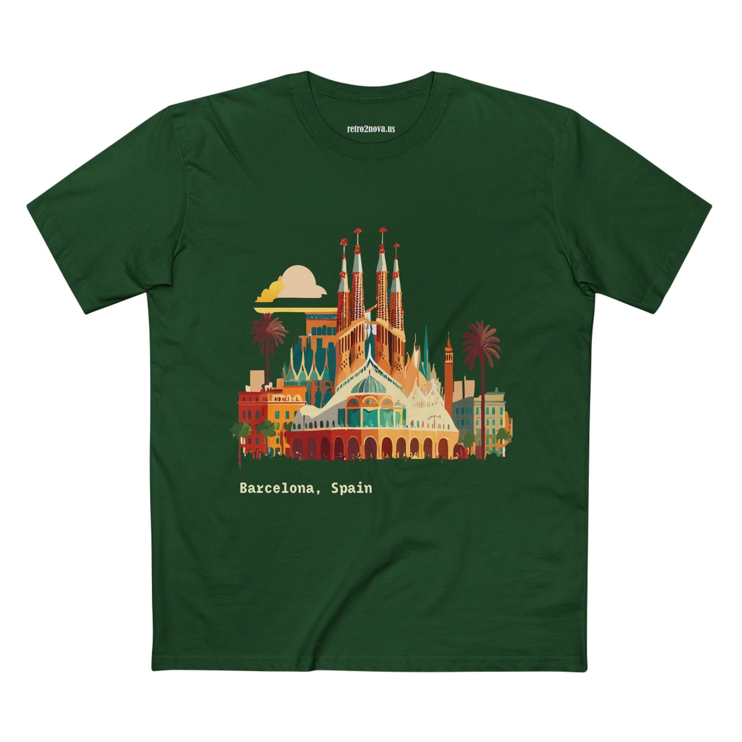 Barcelona Travel Shirt Unisex Premium Cotton Tee With Retro Artwork From Retro2Nova Collection TT7