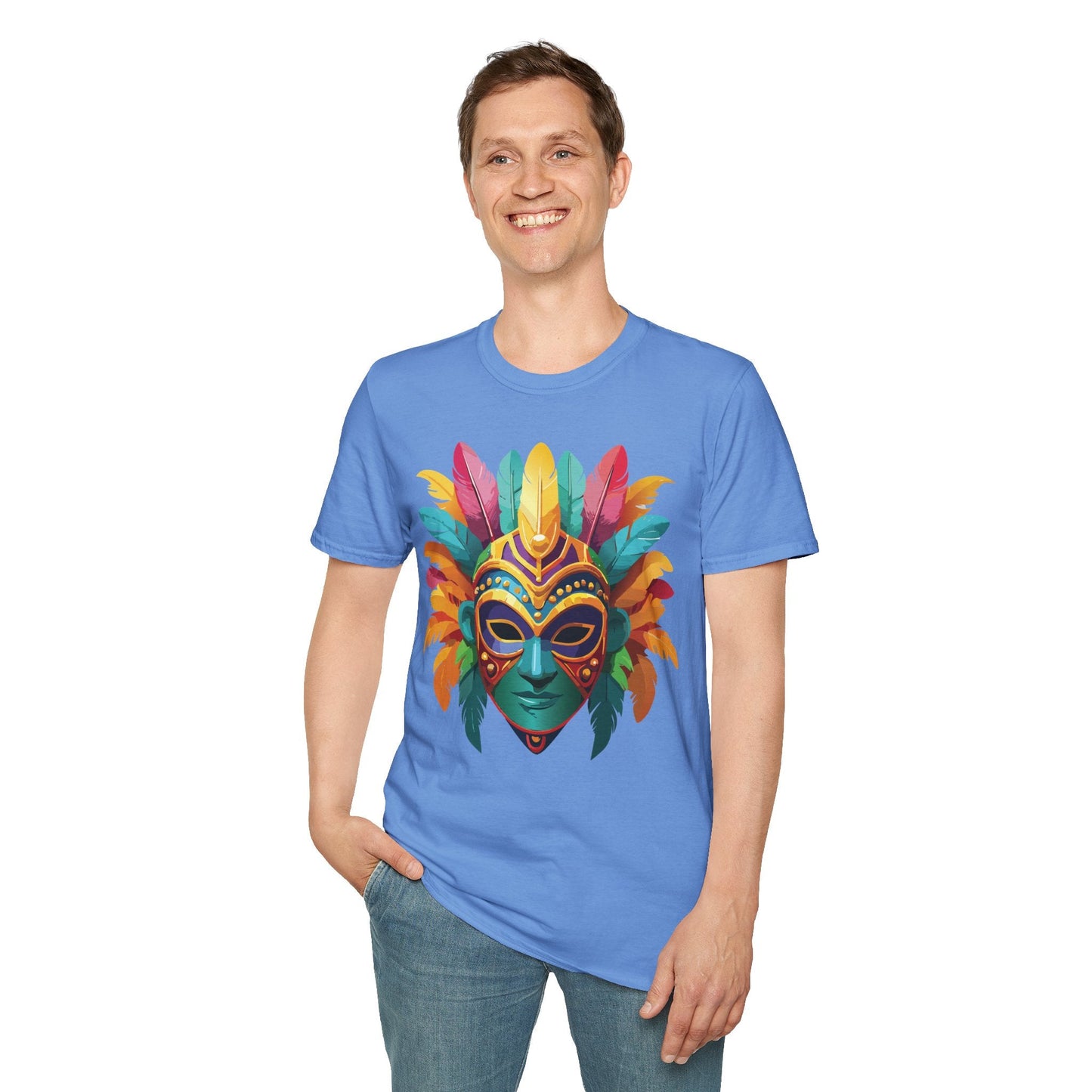 Mask Graphic Unisex Cotton Masquerade Design Artwork Tee 1