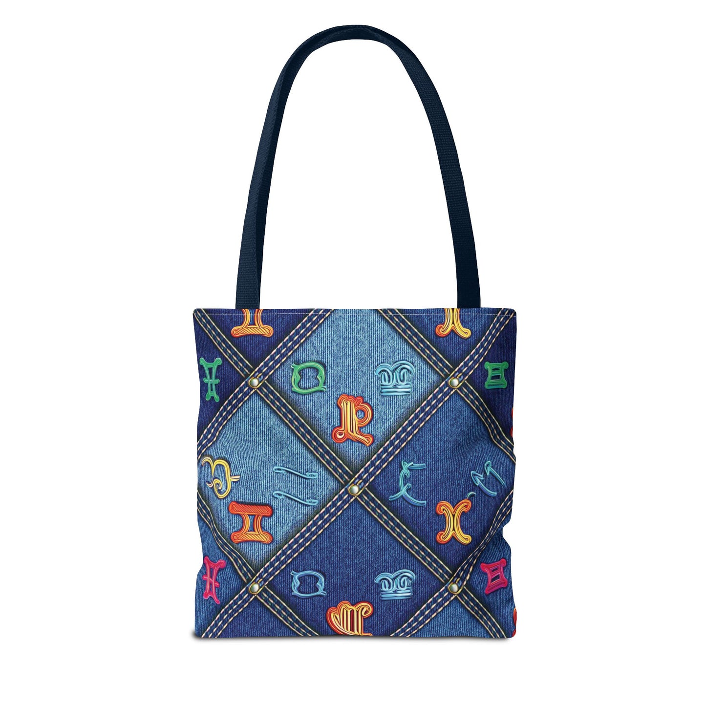 Denim Fabric Imitation Print Unisex Canvas Bag Poly Spun 3 Sizes Tote Bag 184-8