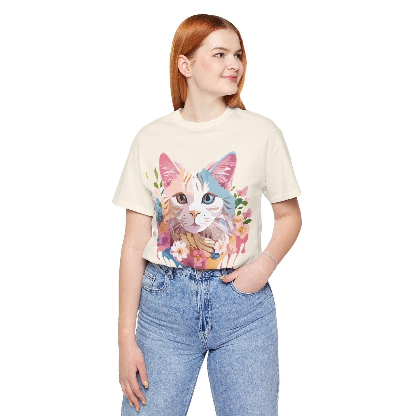 Cat Graphic Tee Unisex Short Sleeve Shirt With Adelpha Artwork