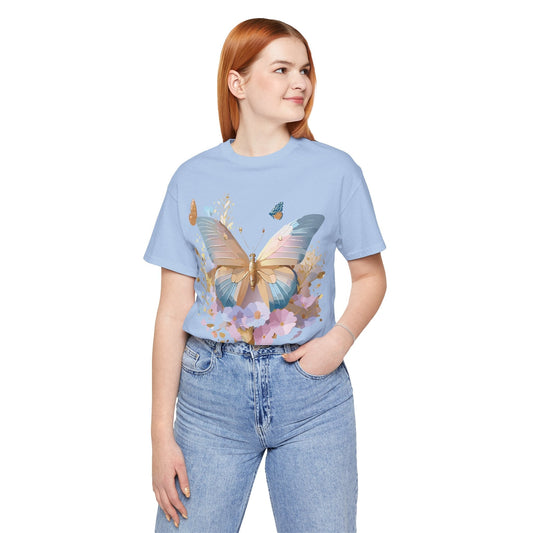 Butterfly Graphic Unisex 100 Cotton Lightweight Vintage Floral Design Jersey Tee 6