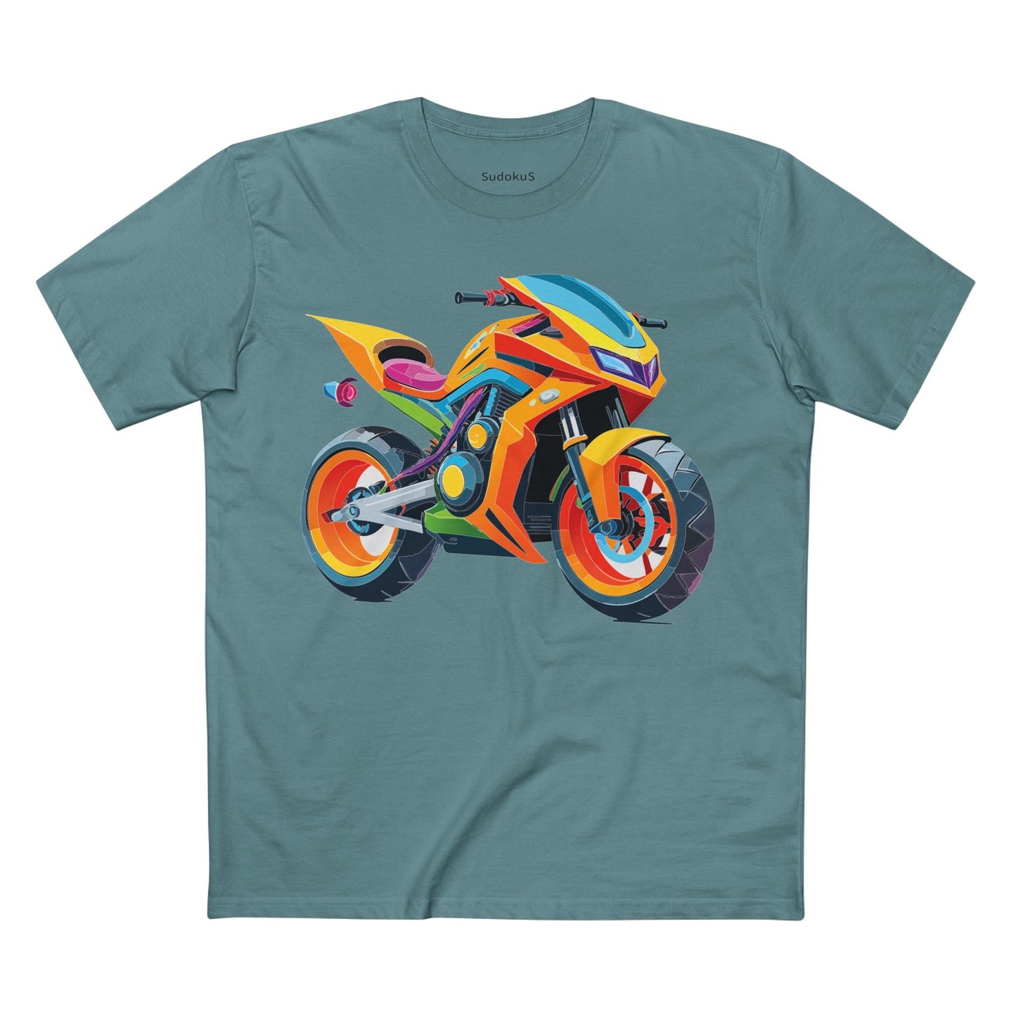 Moto Bike Graphic Unisex 100 Cotton Staple Tee 3