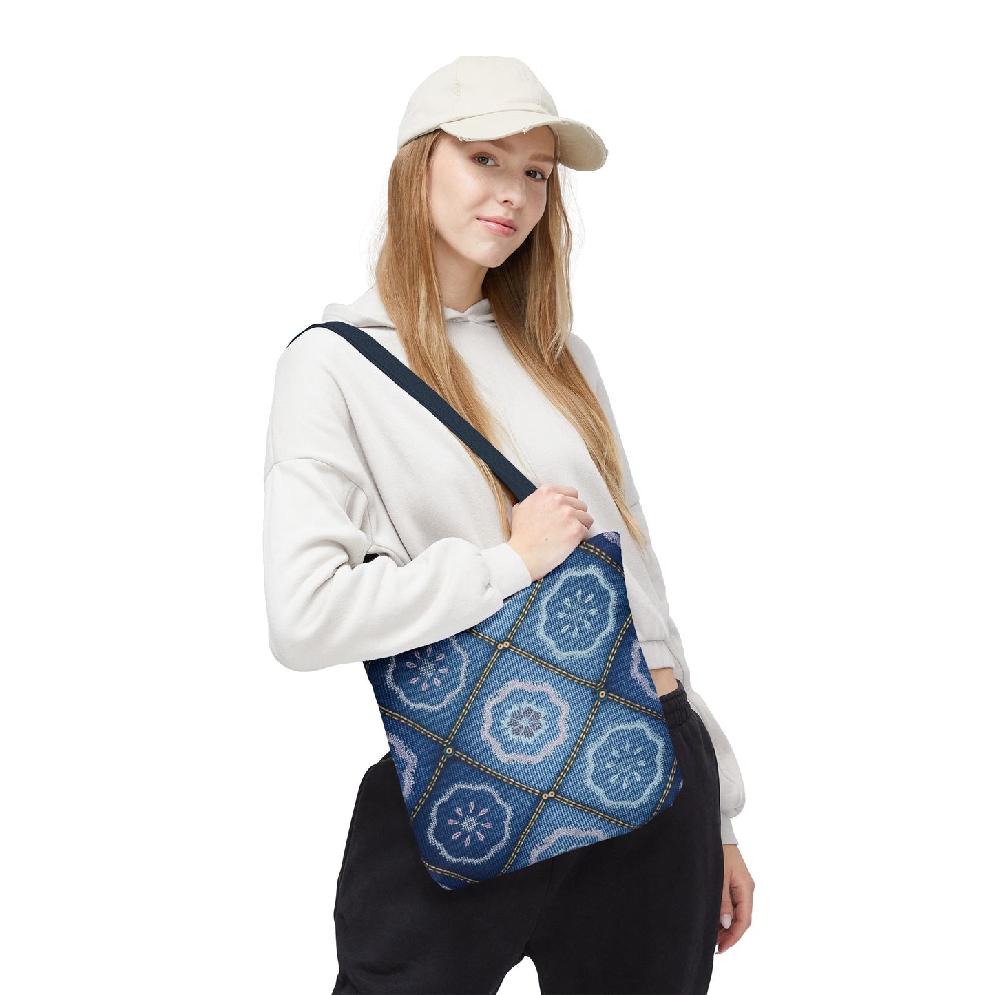 Denim Fabric Imitation Print Unisex Canvas Bag Poly Spun 3 Sizes Tote Bag 123