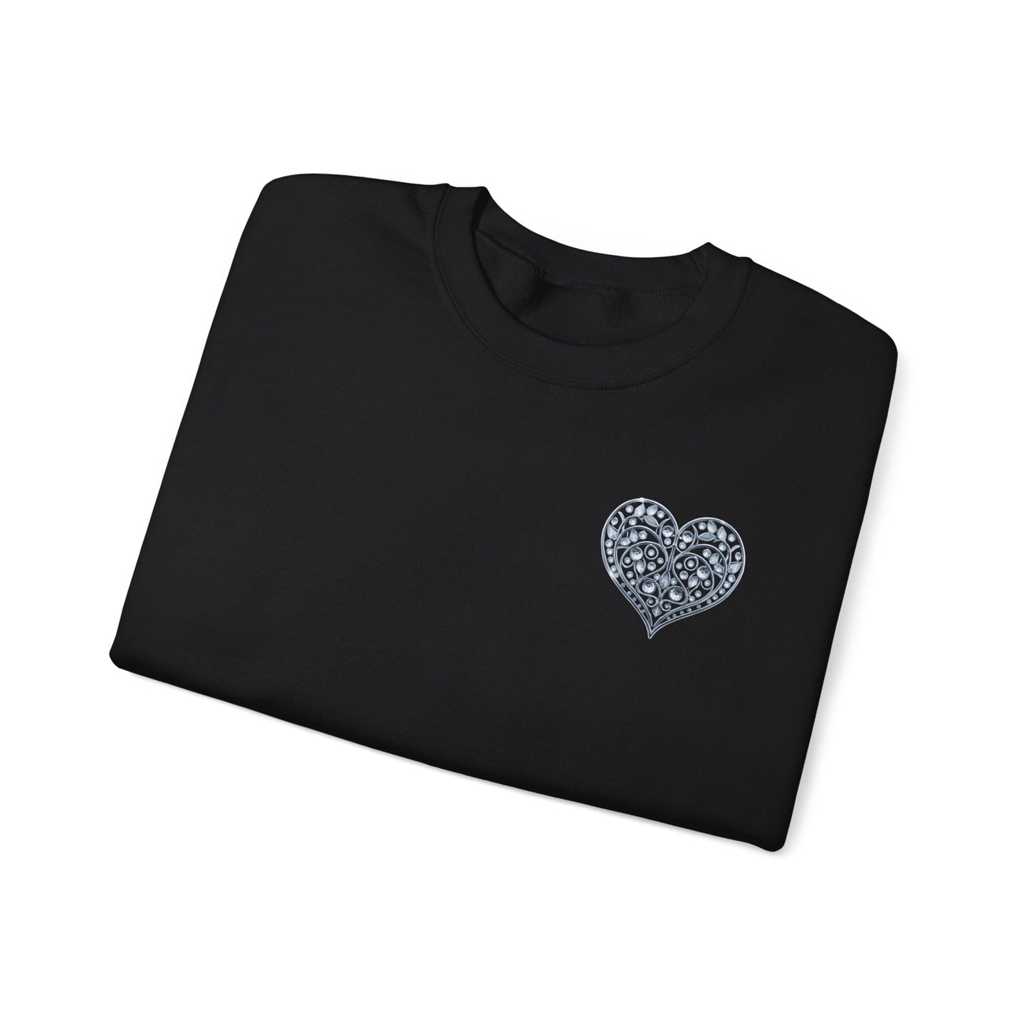 Crystal Heart Sweatshirt Unisex Fifty Fifty Cotton Poly Valentine Day Crewneck Gildan 18000