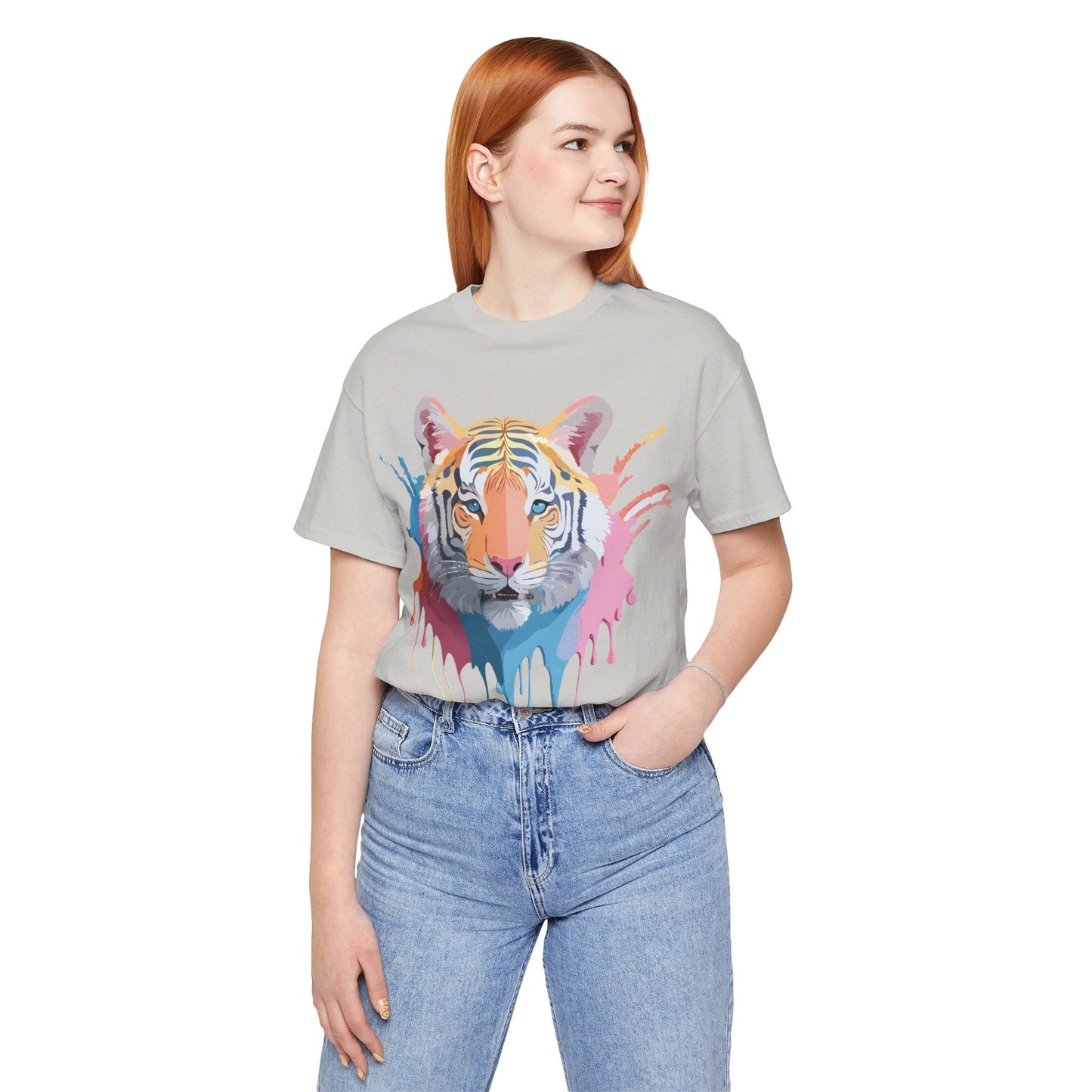 Tiger Graphic Tee Unisex Short Sleeve Shirt With Vintage Inspired Adelpha Artwork