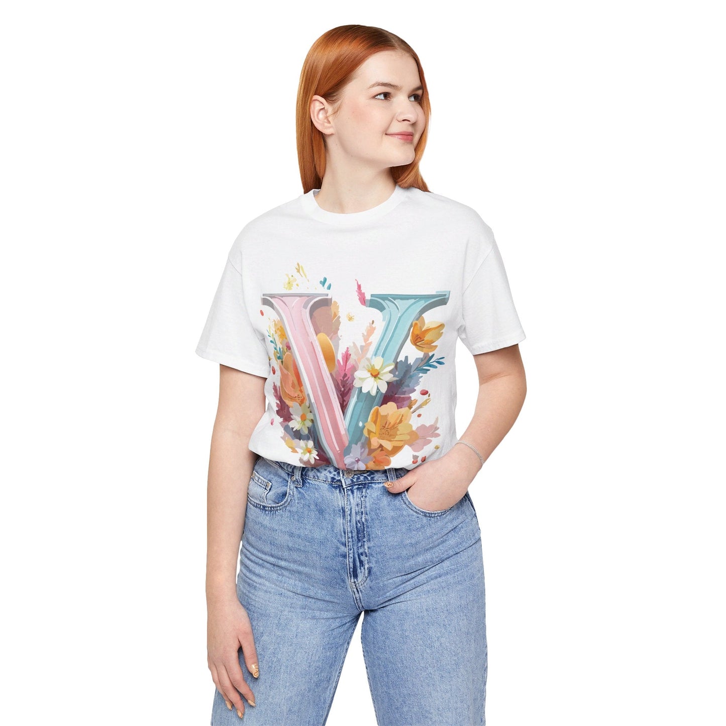Letter V Shirt Graphic Tee Unisex Jersey Short Sleeve Adelpha Art Design Vintage Inspired