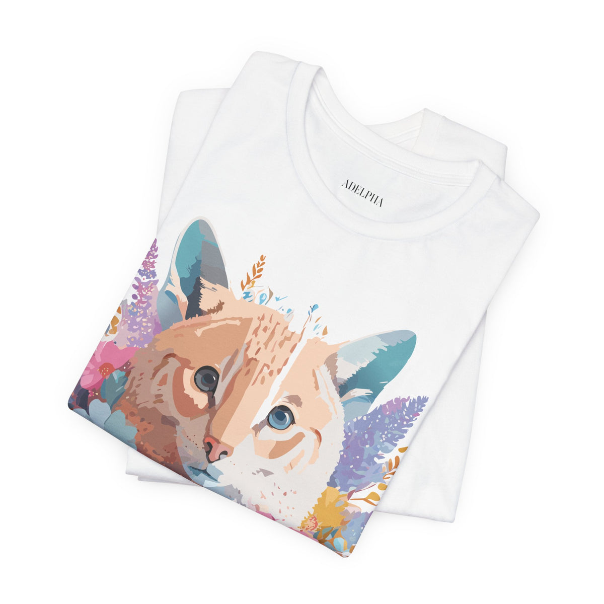 Cat Graphic Unisex Cotton Bella+Canvas Tee with Art Animal Design e204