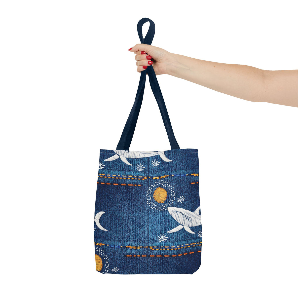 Denim Fabric Imitation Print Unisex Canvas Bag Poly Spun 3 Sizes Tote Bag 182-17